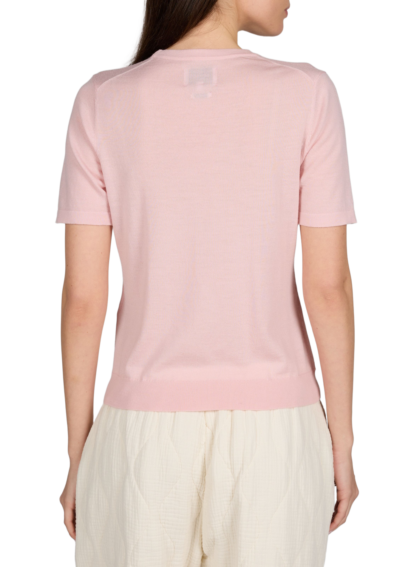 Pull col rond en laine mérinos AU PRINTEMPS PARIS Rose