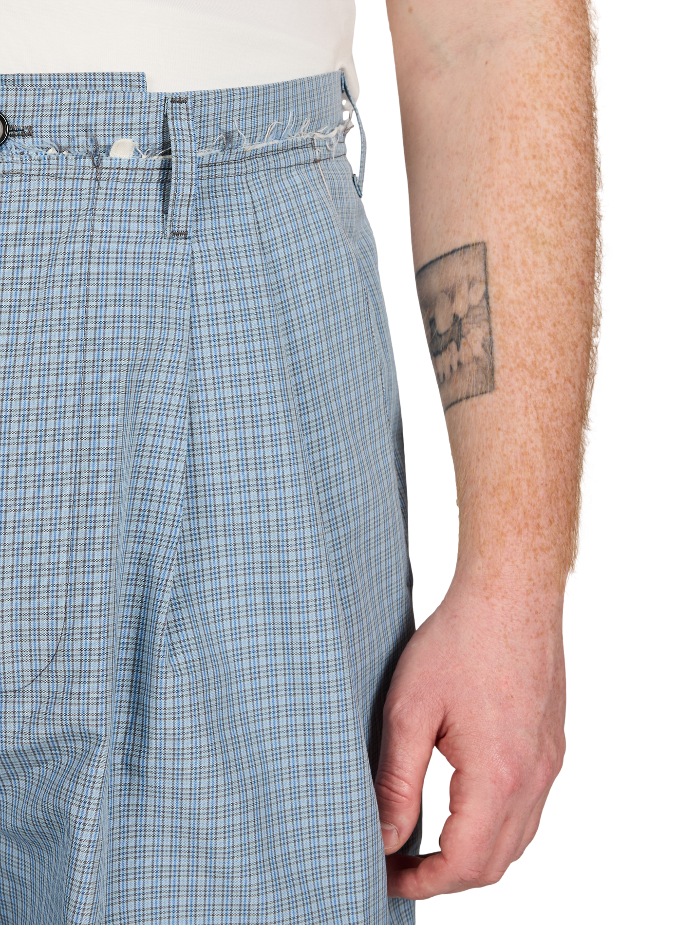 Checked cotton blend shorts CAMIEL FORTGENS Blue