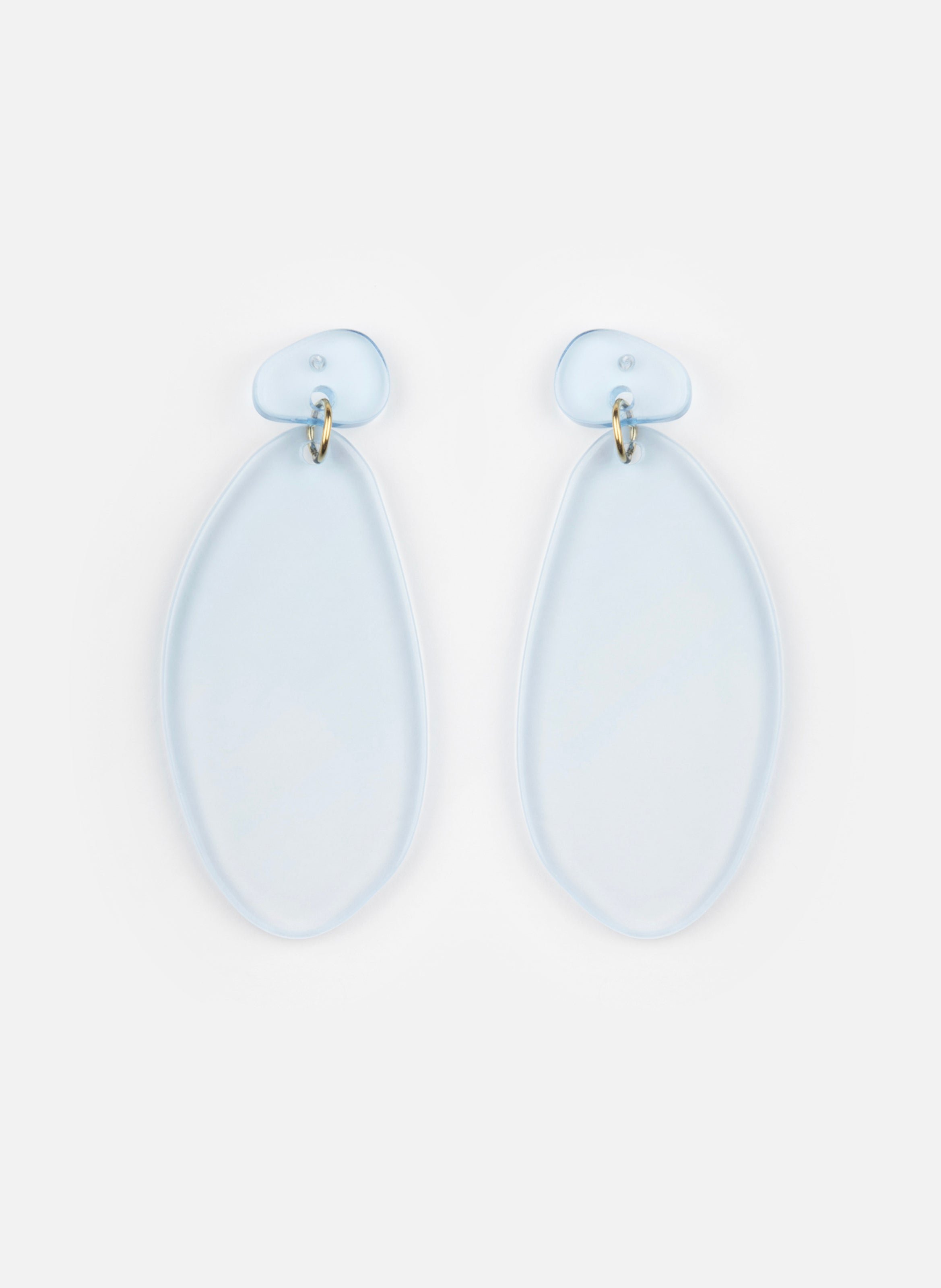 Boucles d'oreille ové en acétate de cellulose KURAGE GINZA Bleu