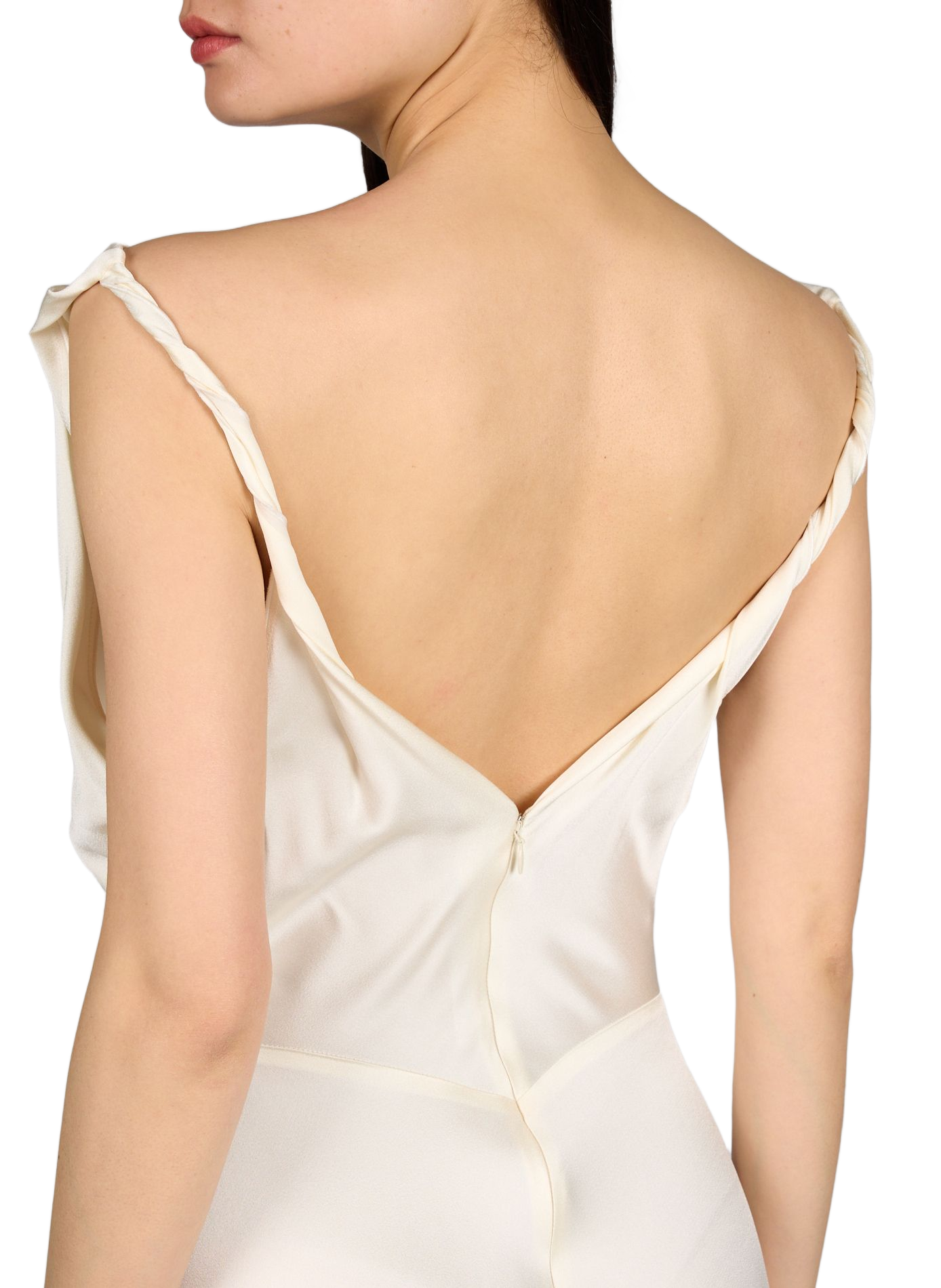 Robe sans manches drapée et satinée VICTORIA BECKHAM Blanc