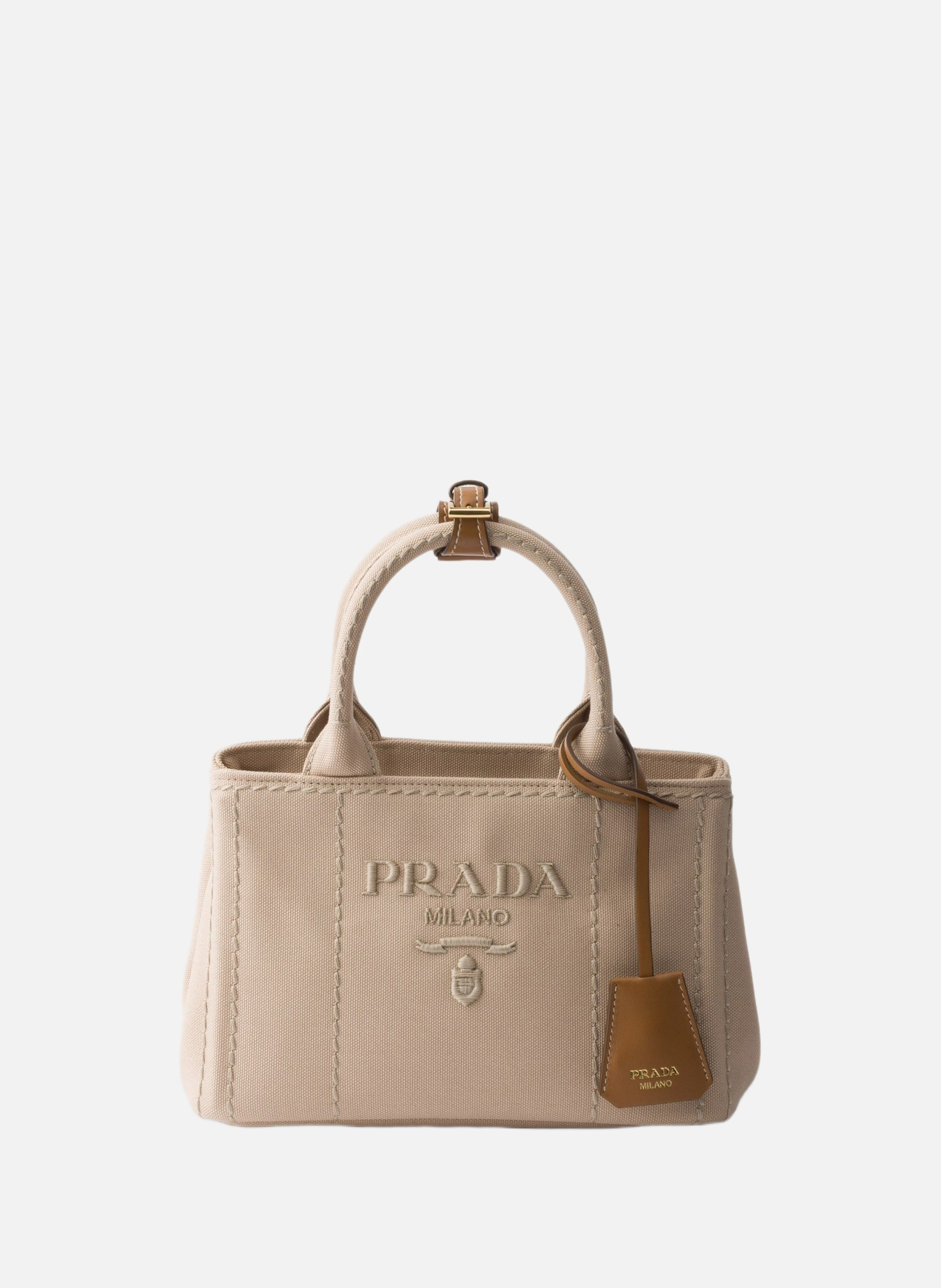 Mini sac prada jardinière en toile de coton PRADA Beige