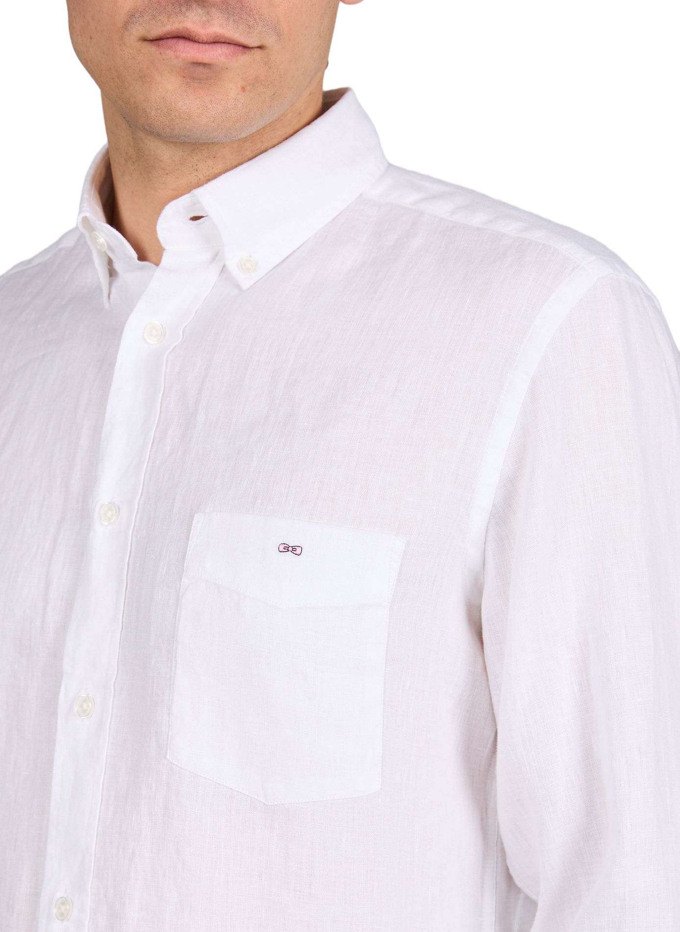 Chemise droite à logo en lin EDEN PARK Blanc