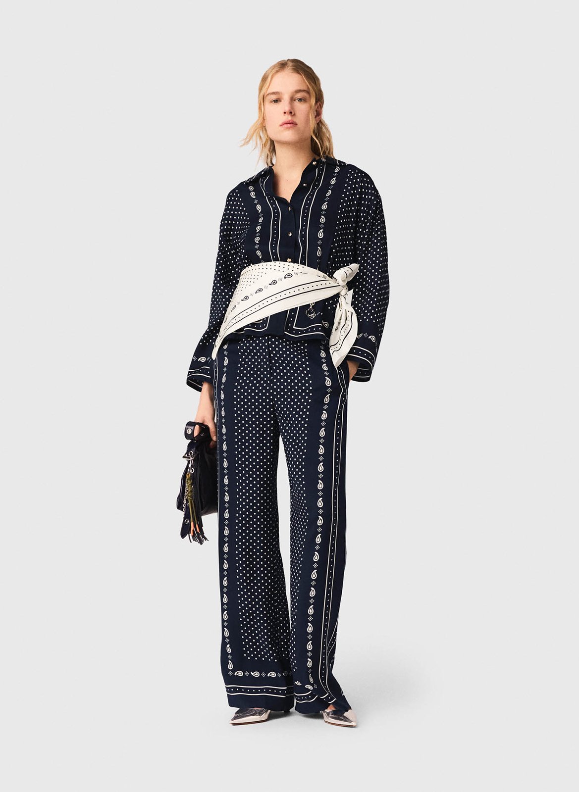 Pantalon large fluide MAJE Bleu