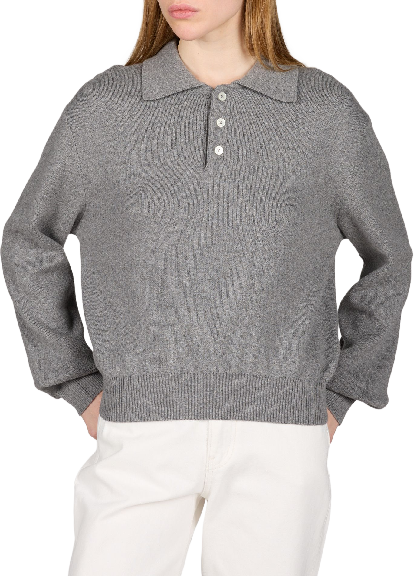 Cotton and cashmere polo neck sweater DUNST Grey