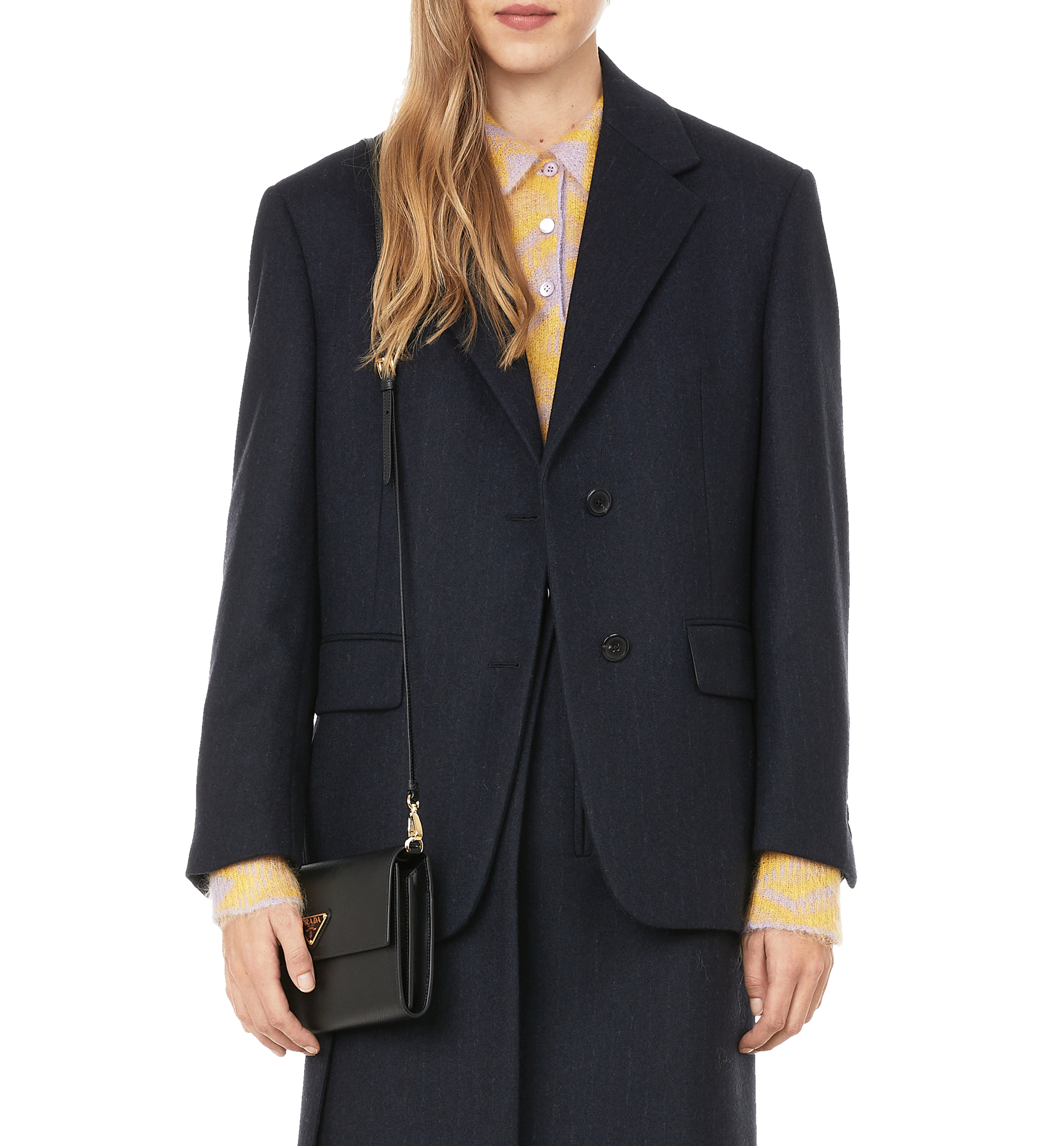 Giacca oversize in lana PRADA Blu