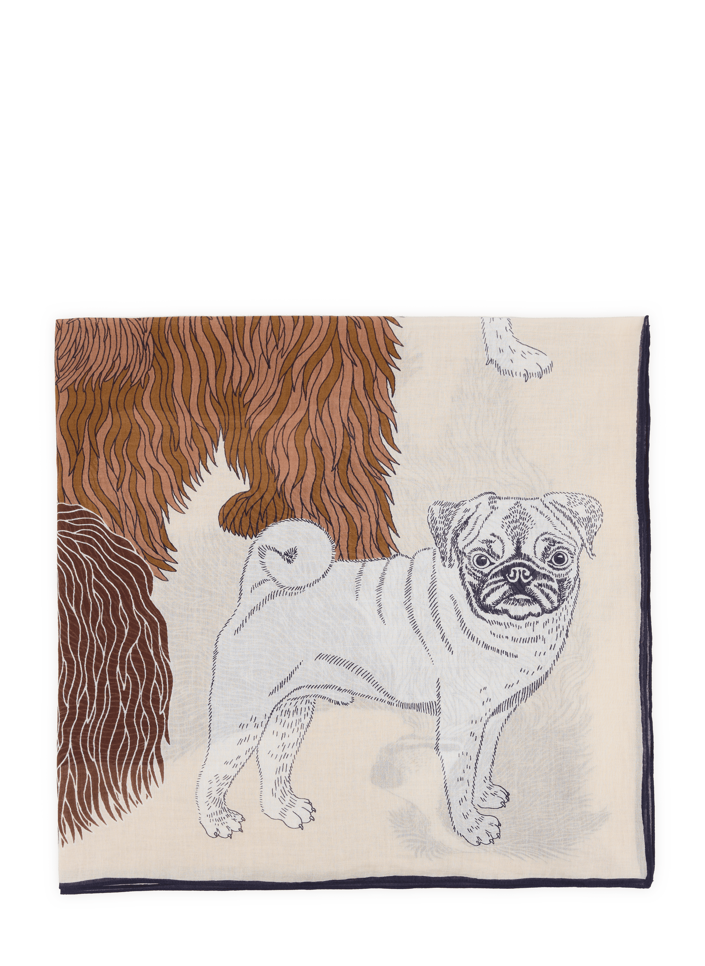 Printed Cotton Scarf with TOUTOU Print INOUI EDITIONS Beige