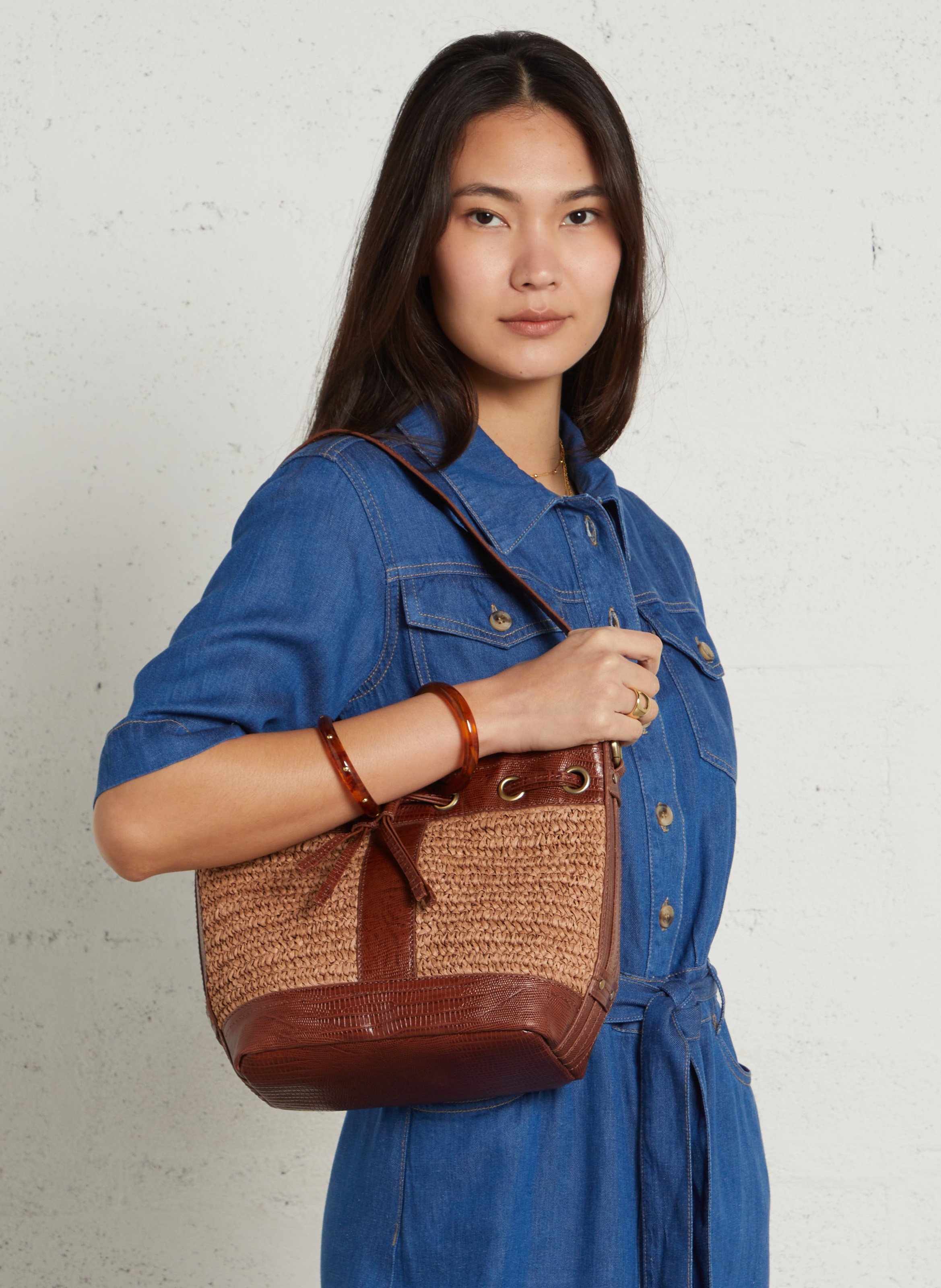 Sac seau en cuir maxeau MAISON 123 Marron