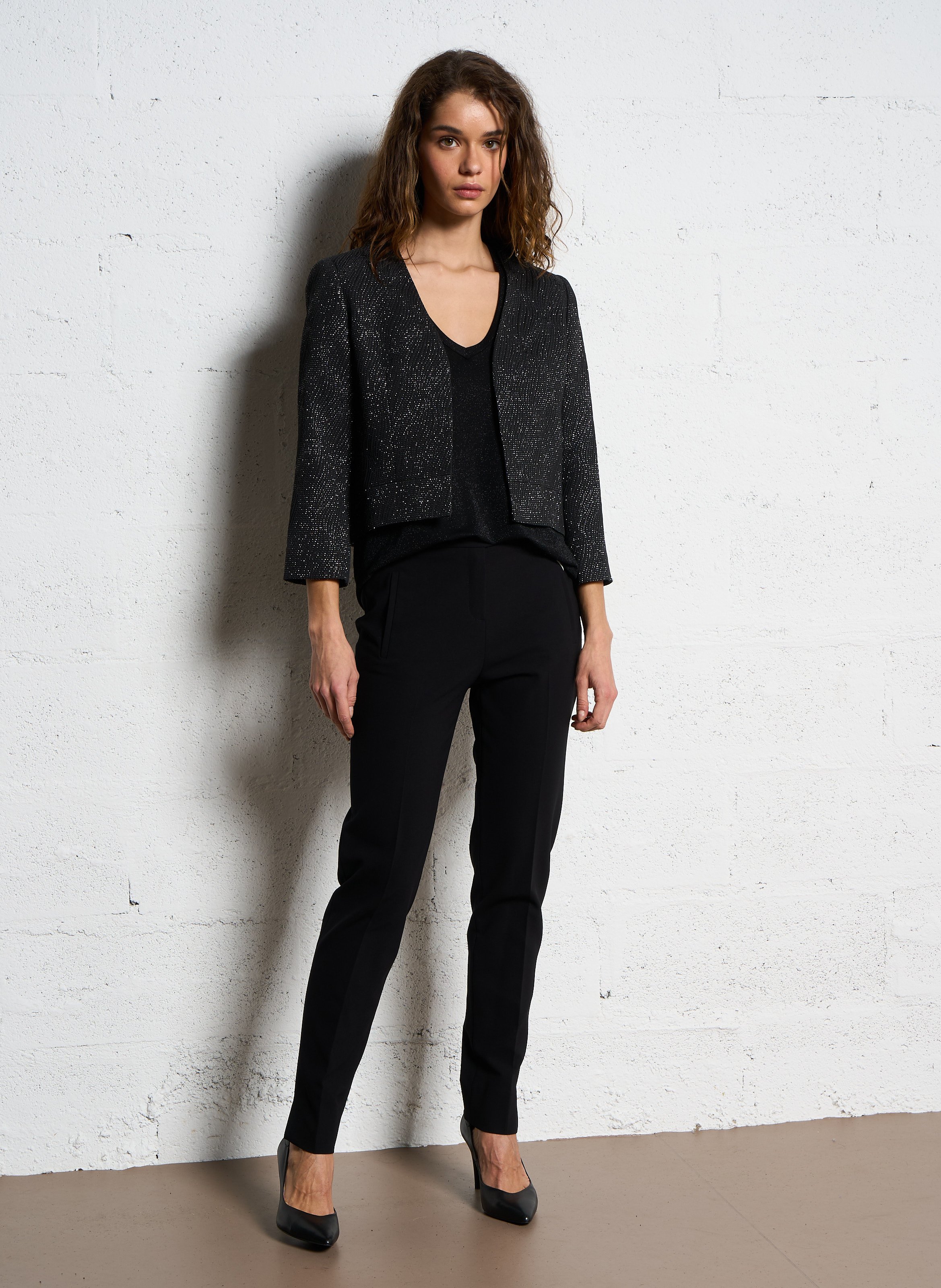 Pantalon slim en crêpe MAISON 123 Noir