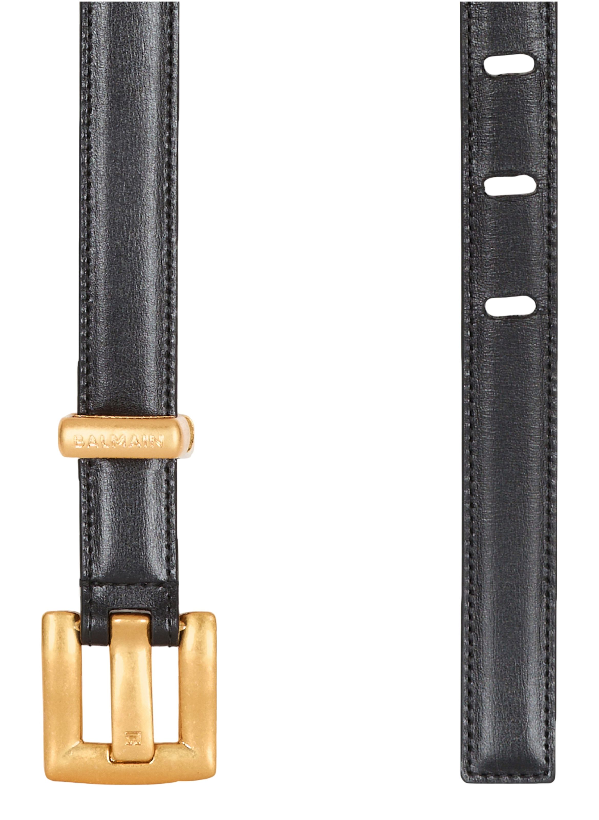 Ceinture anthem en cuir lisse BALMAIN Noir