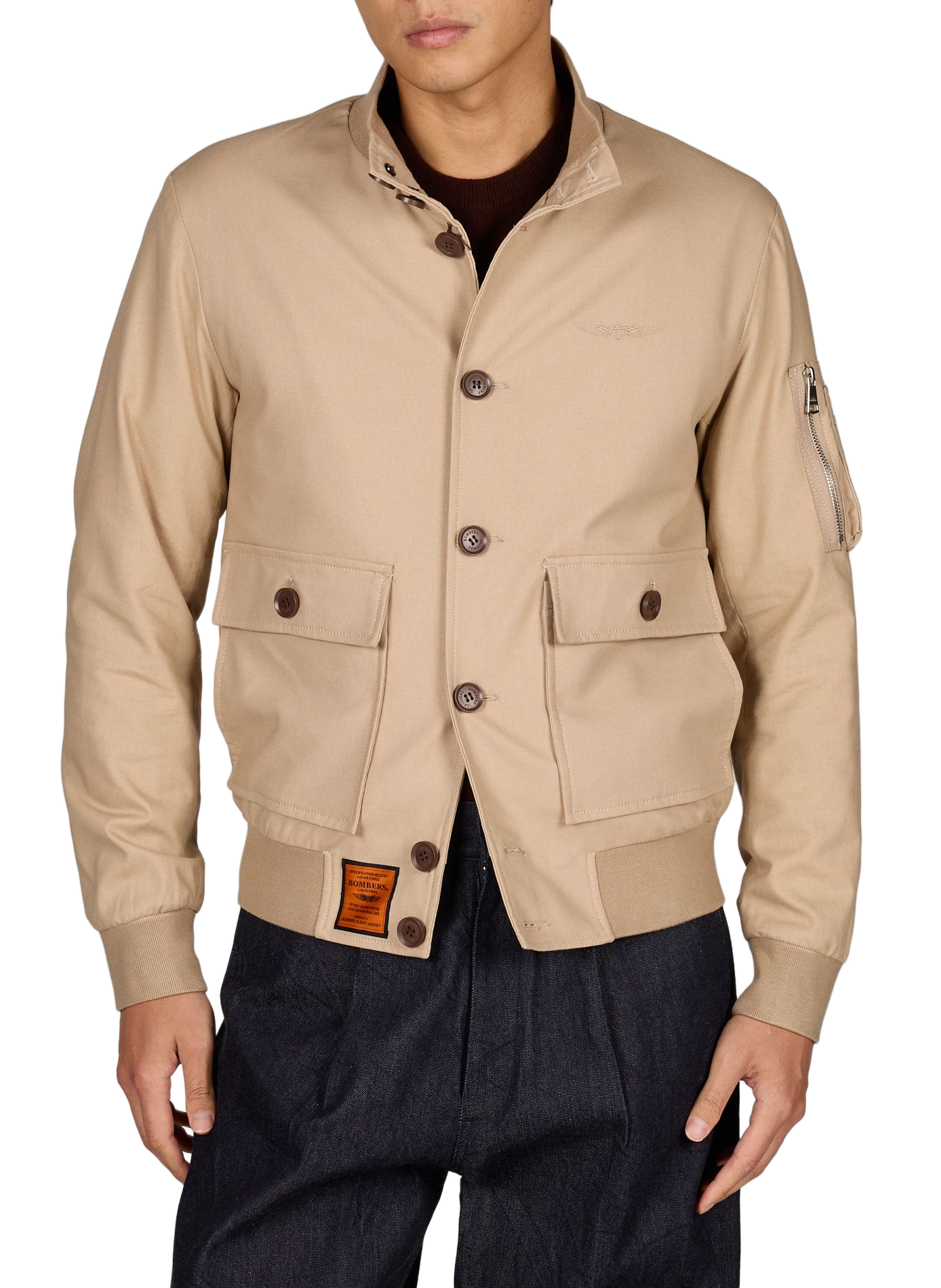 Cazadora con cuello alto BOMBERS ORIGINAL Beige