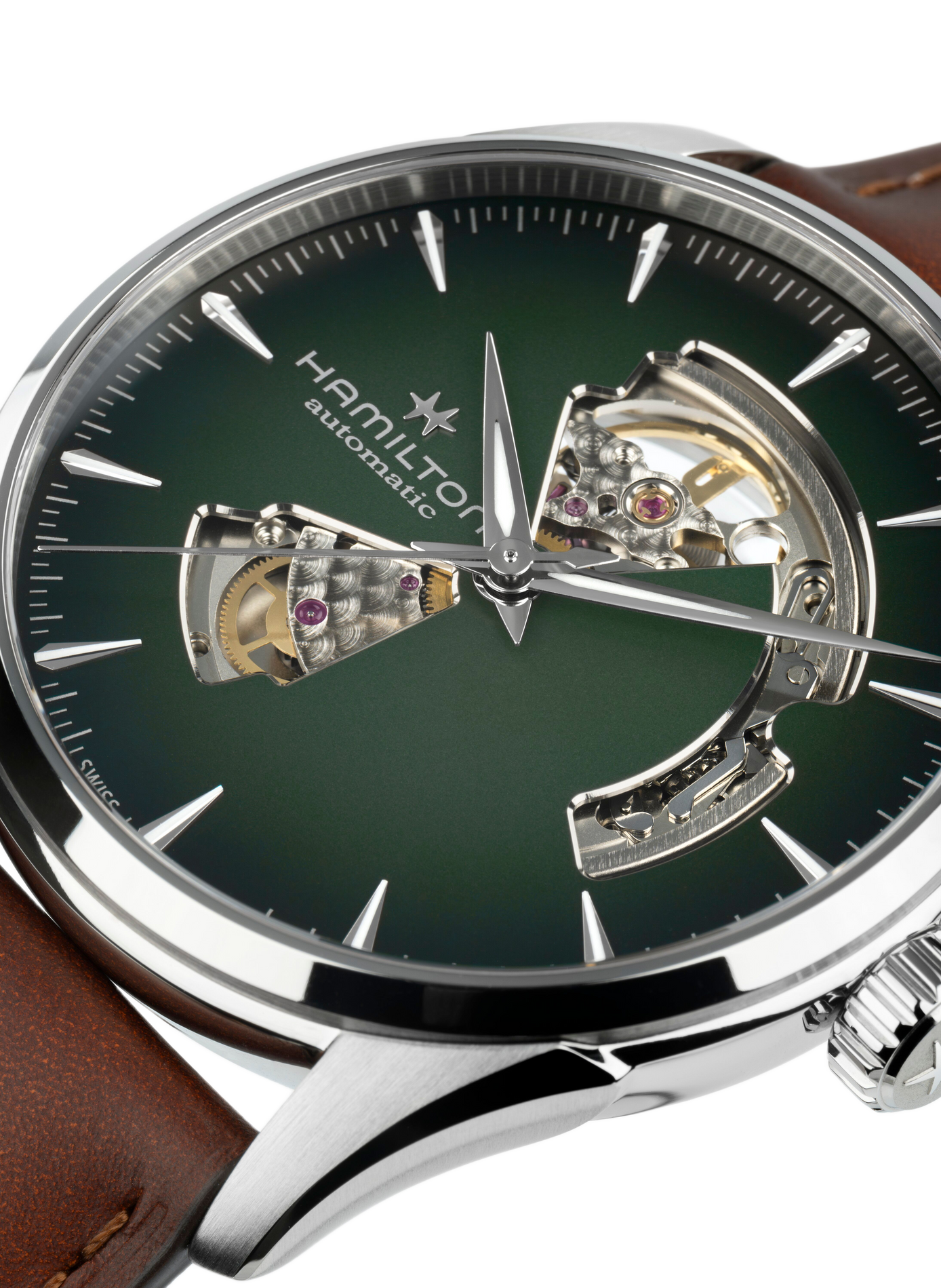 Montre Jazzmaster Open Heart en acier inoxydable HAMILTON Vert