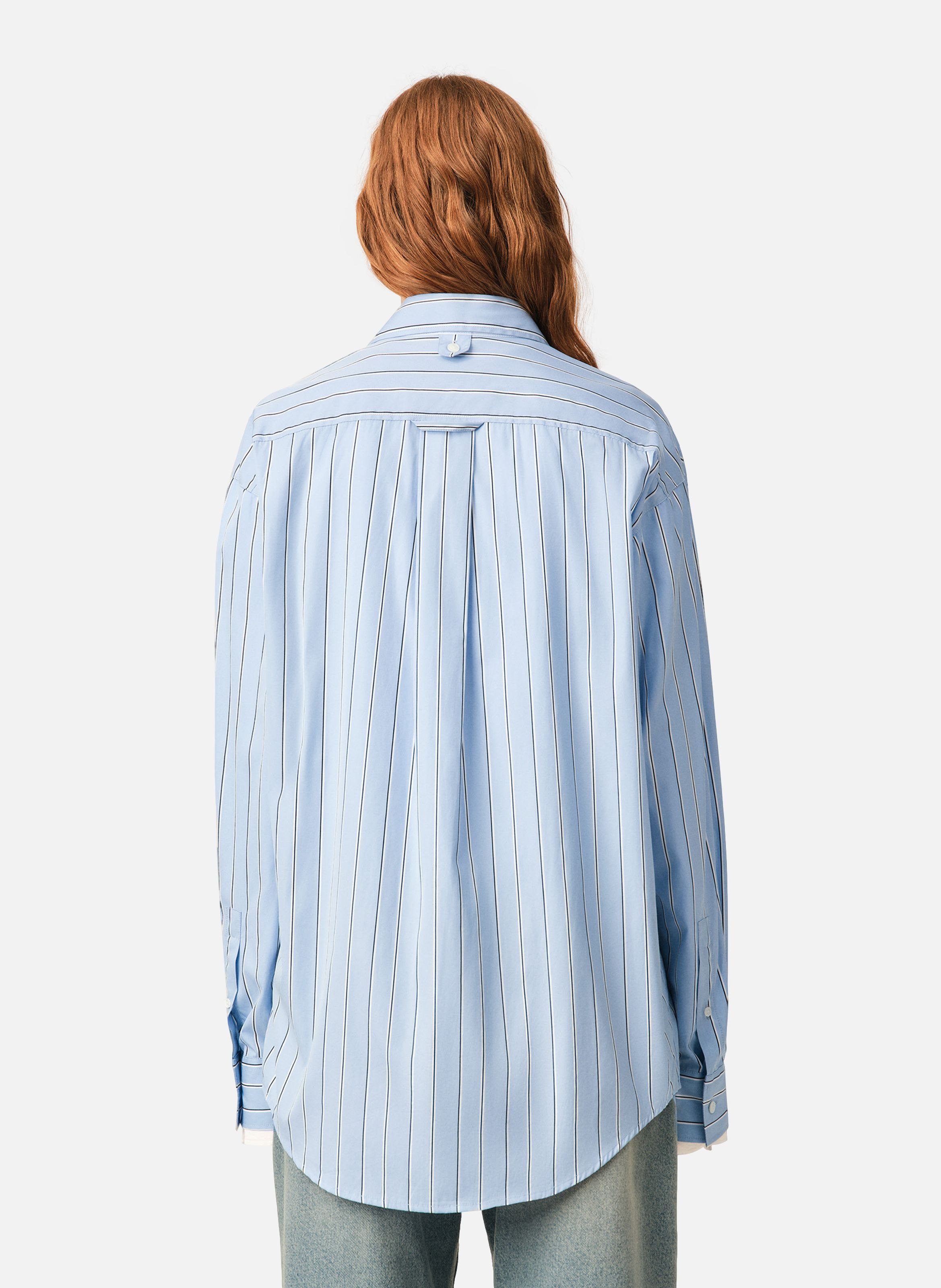 Chemise large rayée unisexe en coton col amovible AMI PARIS Bleu