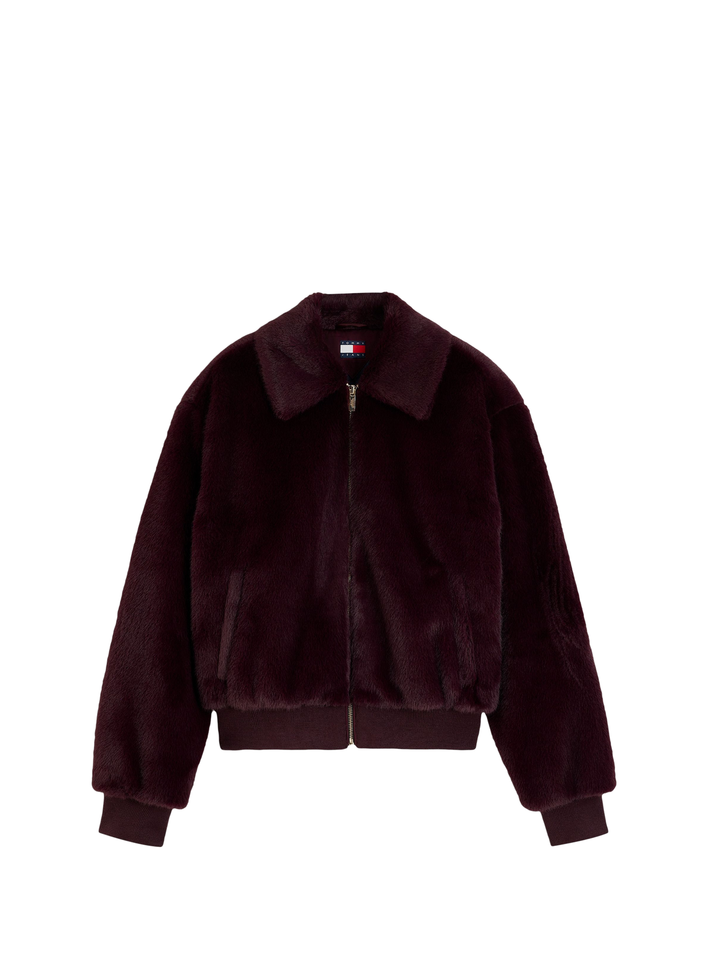 Gerade geschnittene Jacke aus Kunstpelz TOMMY HILFIGER Rot