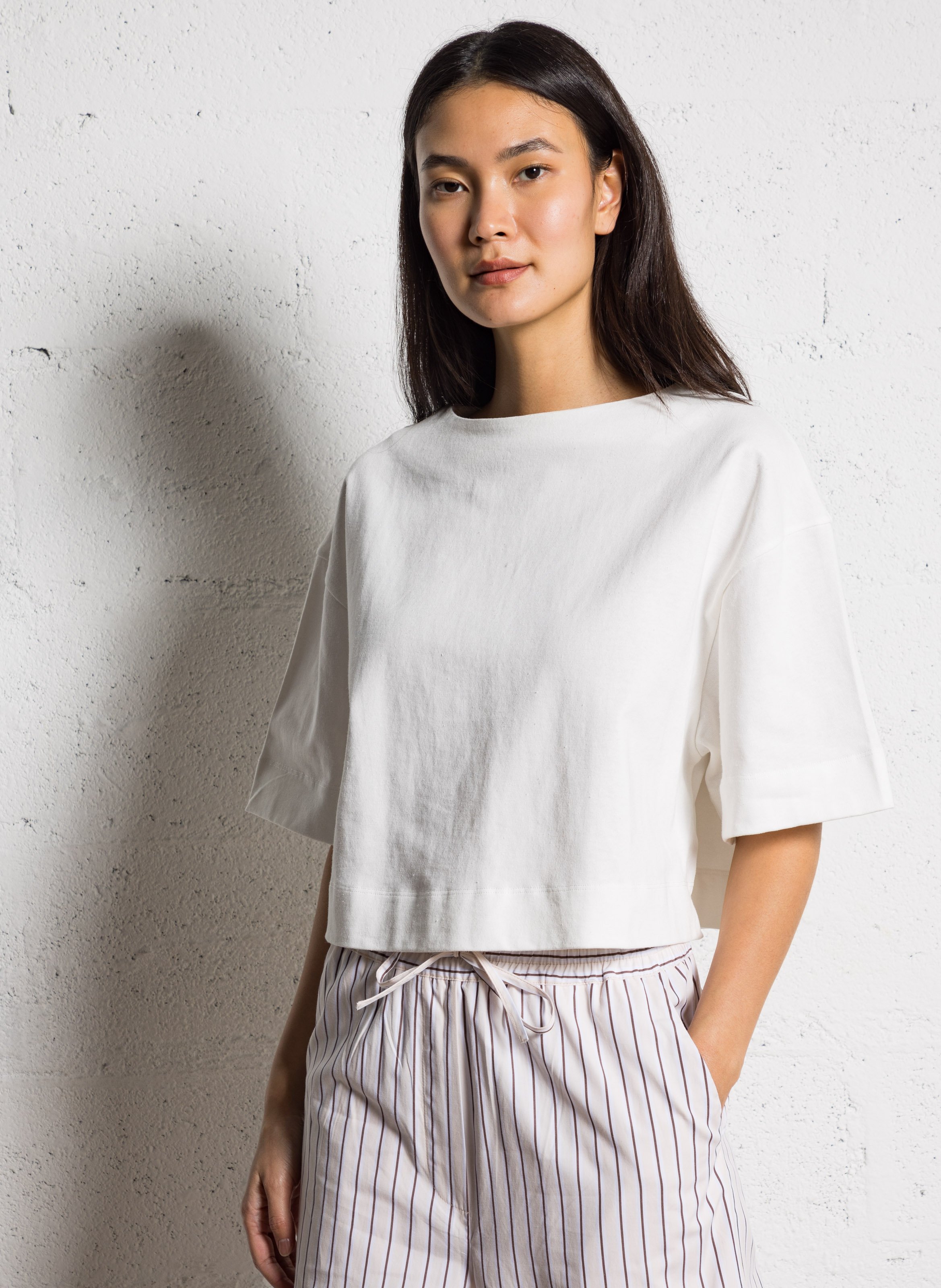Tee-shirt col bateau en coton bio davina SOEUR Blanc