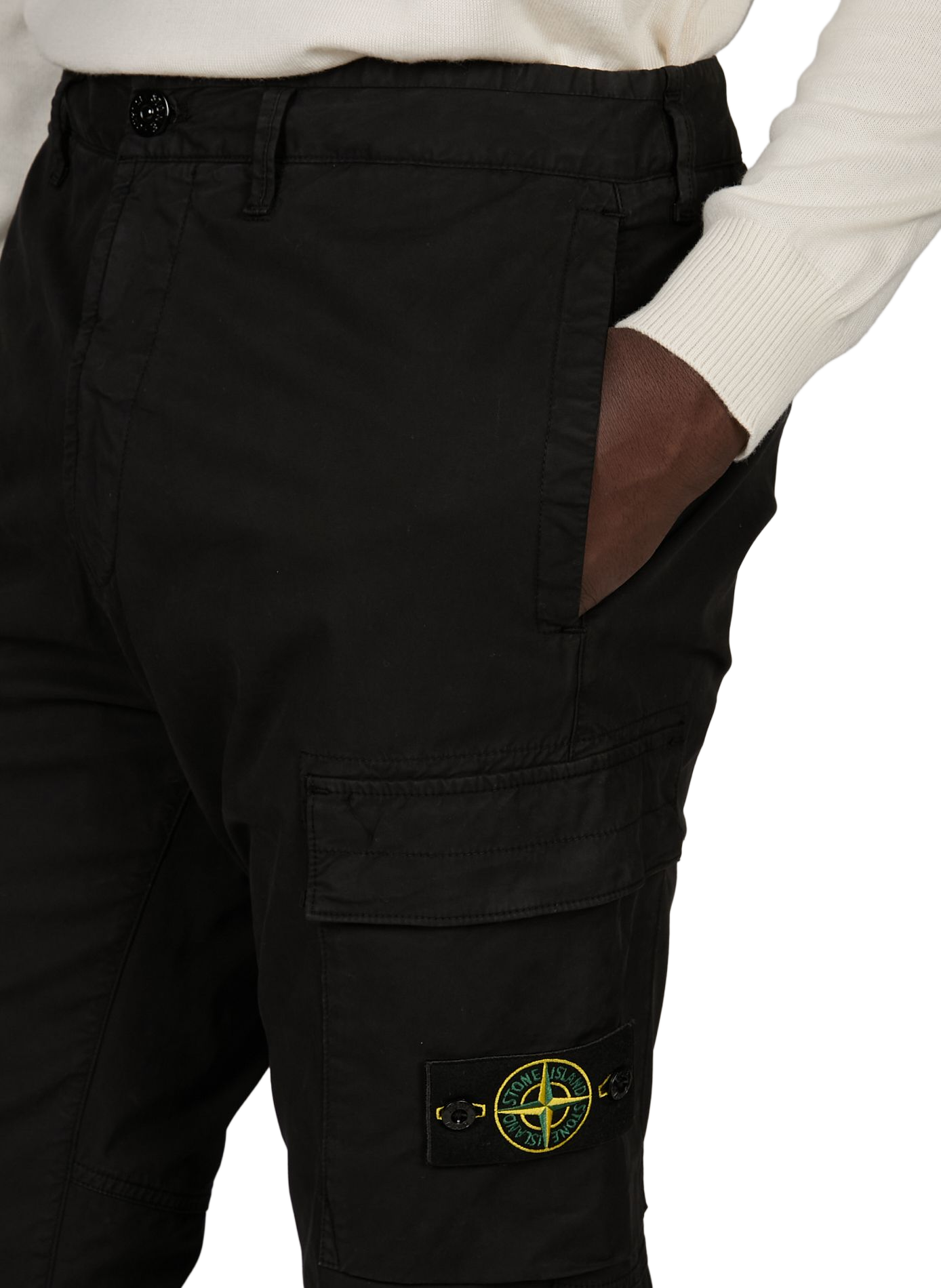 Pantalon cargo fuselé en coton mélangé STONE ISLAND Noir