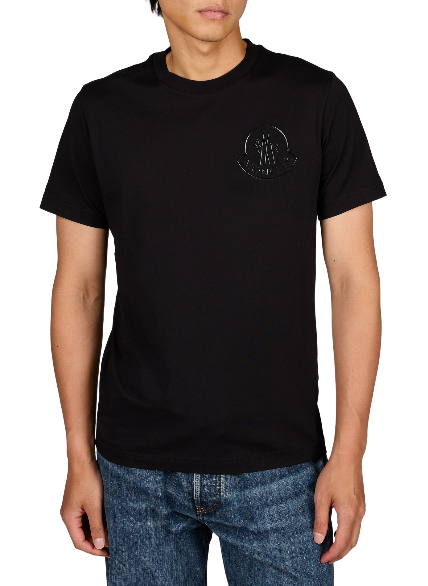Round-neck T-shirt with cotton logo MONCLER Black