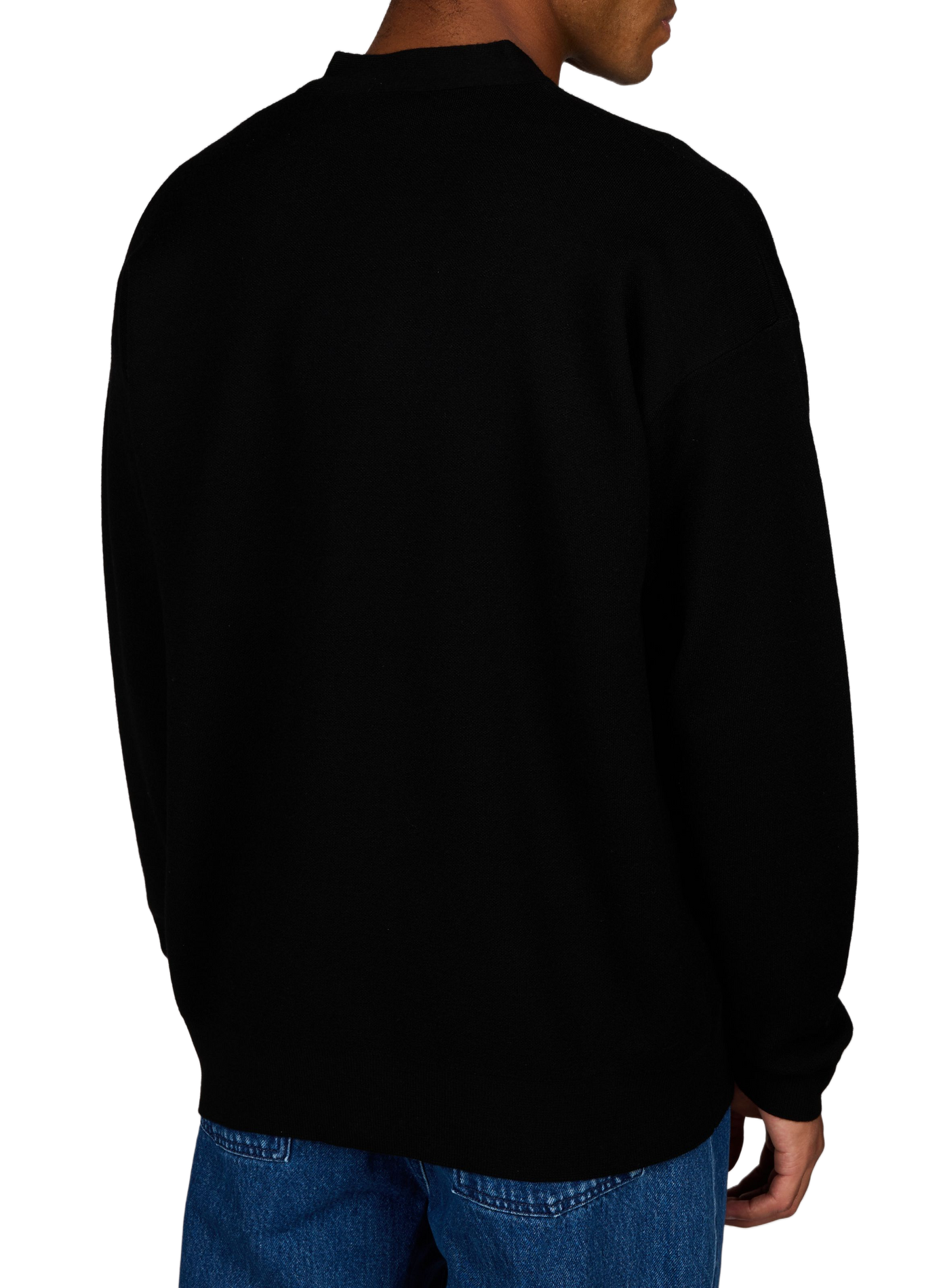 Cardigan ample col V brodé en laine mérinos DROLE DE MONSIEUR Noir