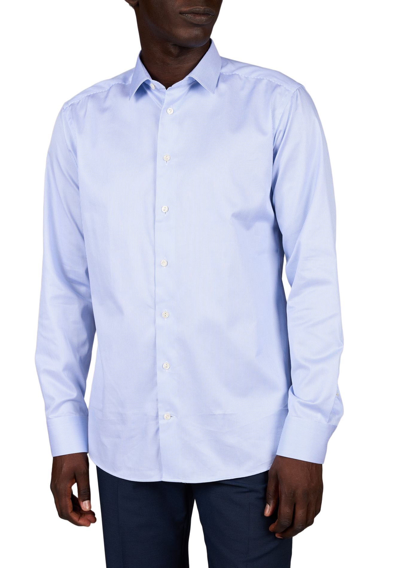 Chemise droite à rayures en coton ETON Bleu