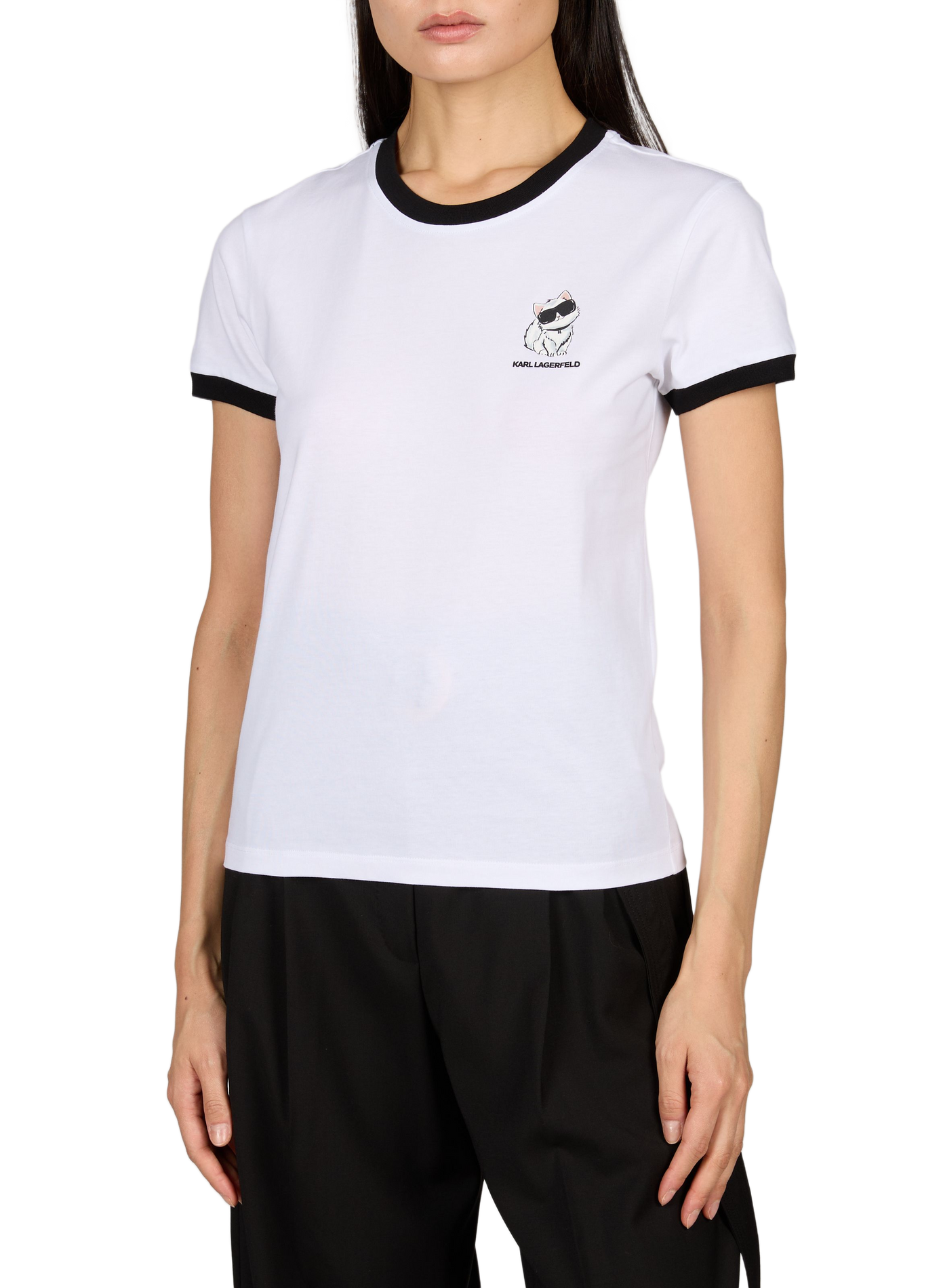 Round neck cotton t-shirt KARL LAGERFELD White