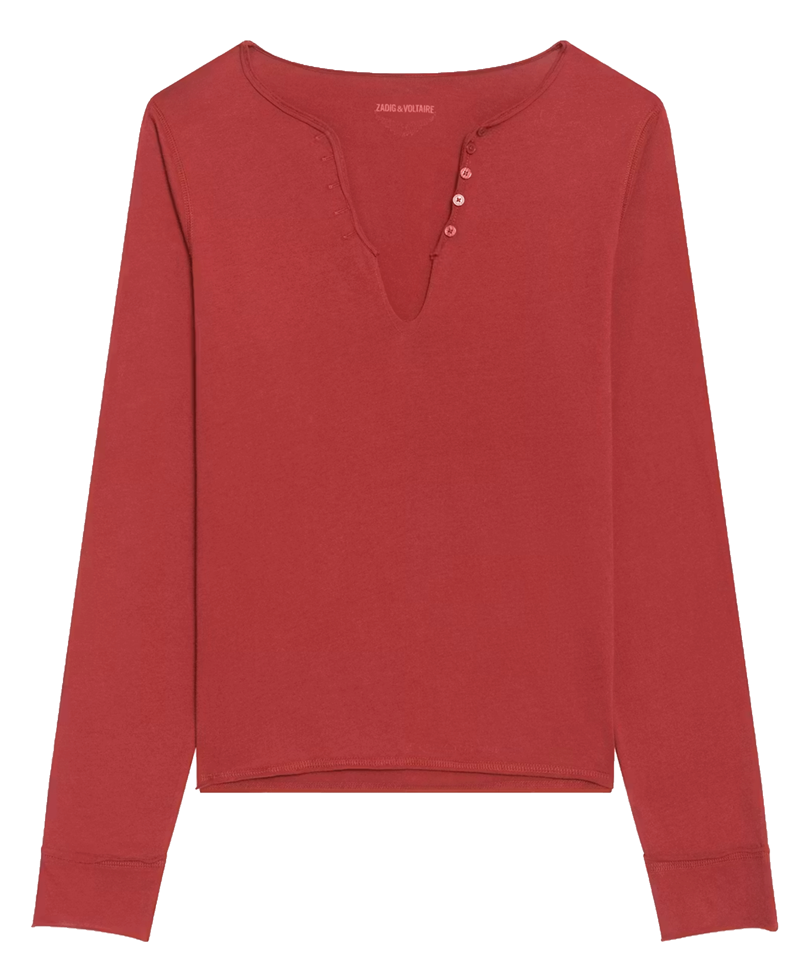 Tee-shirt col v en coton tuni ZADIG&VOLTAIRE Rouge