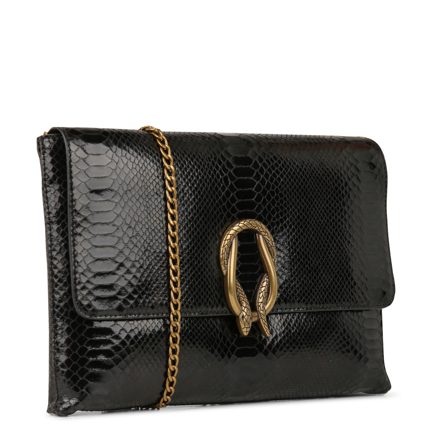 Pochette effet python en cuir leon MAISON 123 Noir