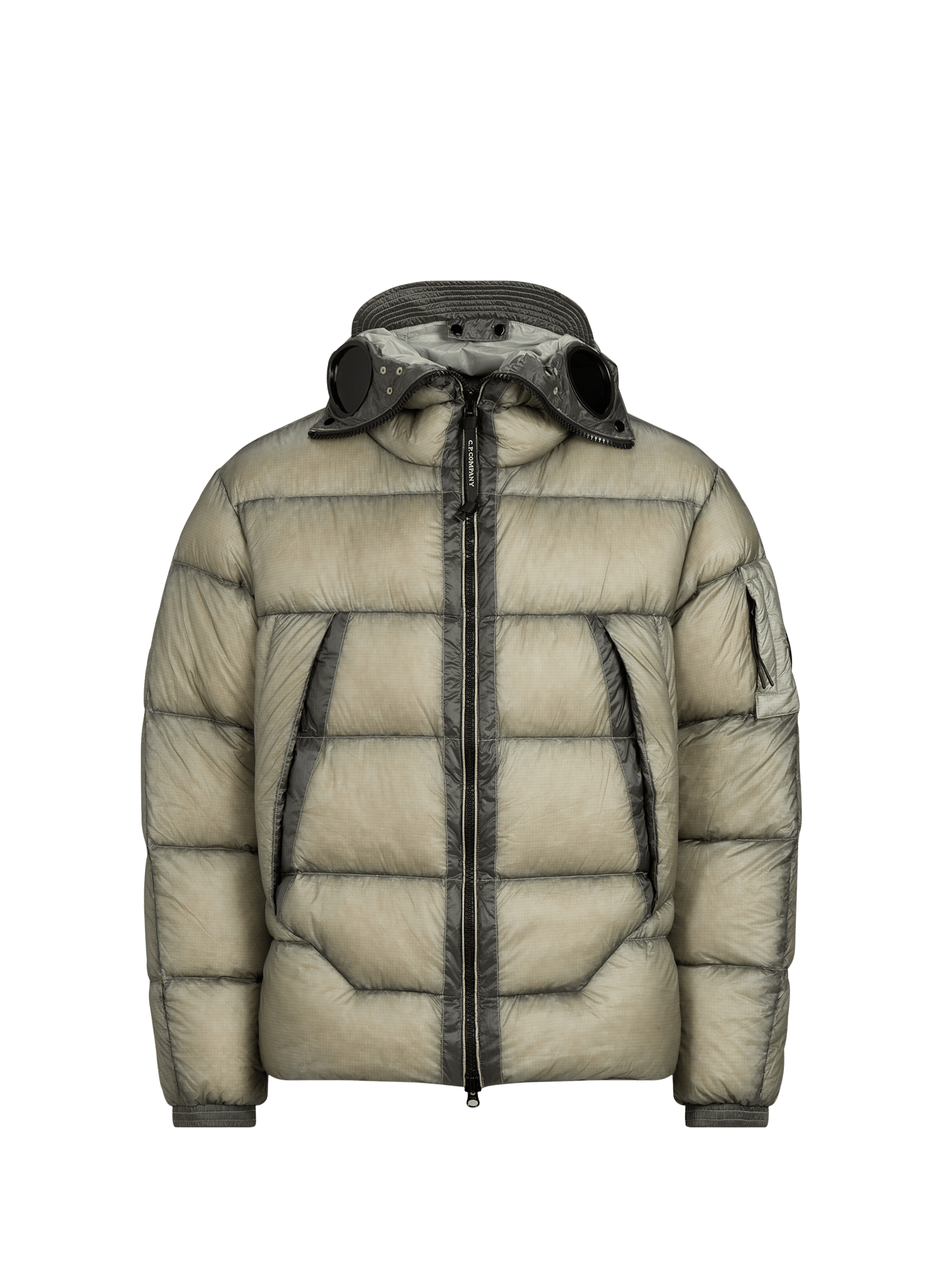 Gerade geschnittene einfarbige Daunenjacke mit Kapuze CP COMPANY Grau