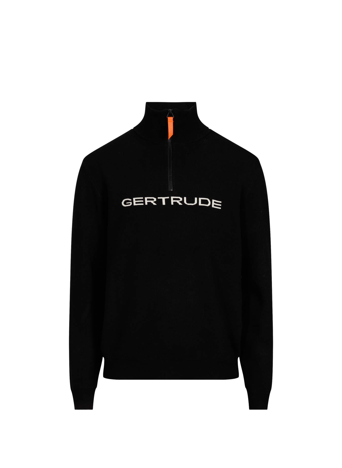 Pullover mit Reißverschluss-Stehkragen und Schriftzug GERTRUDE Schwarz