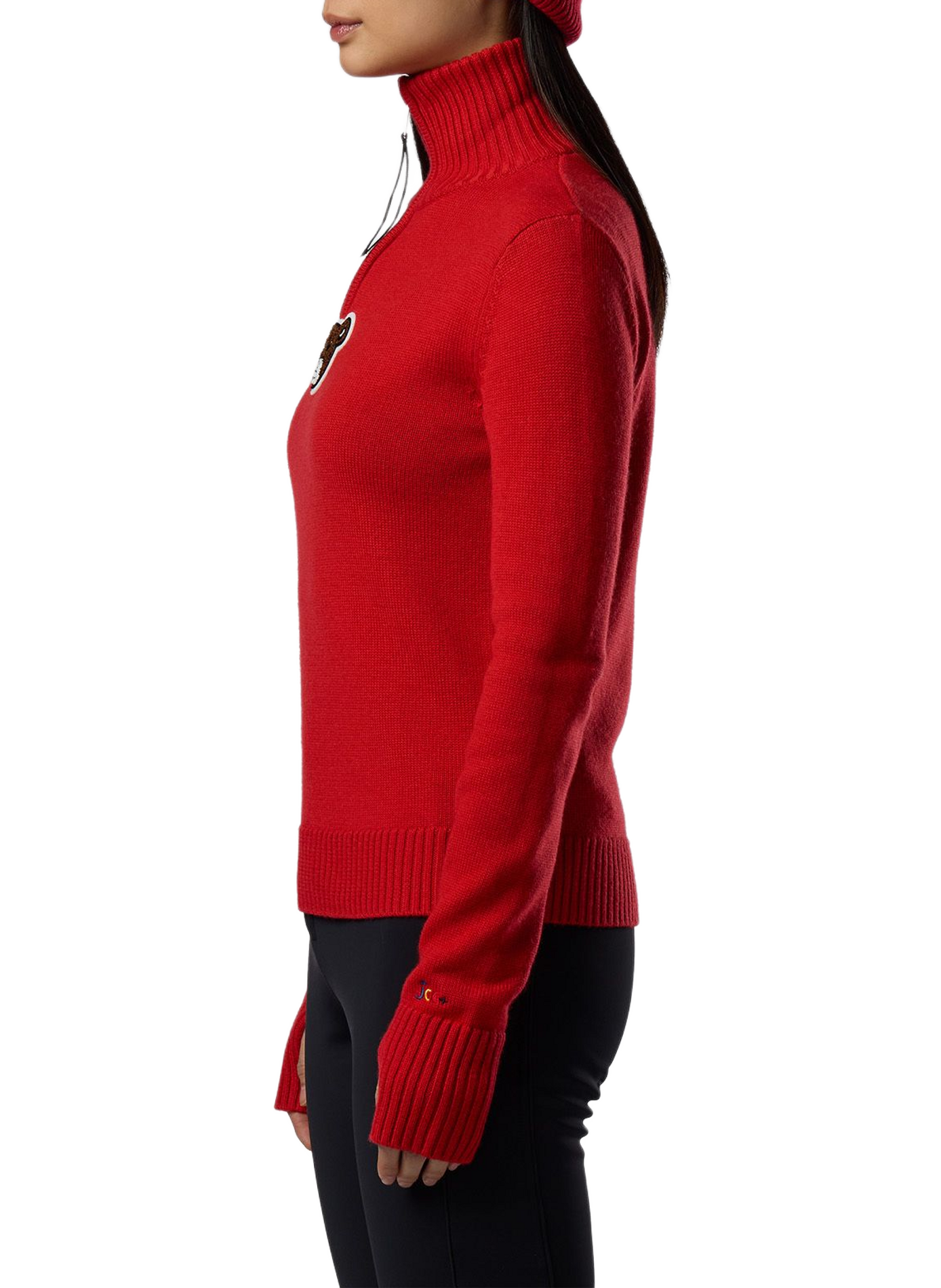 Merino wool zip neck jumper ROSSIGNOL Red