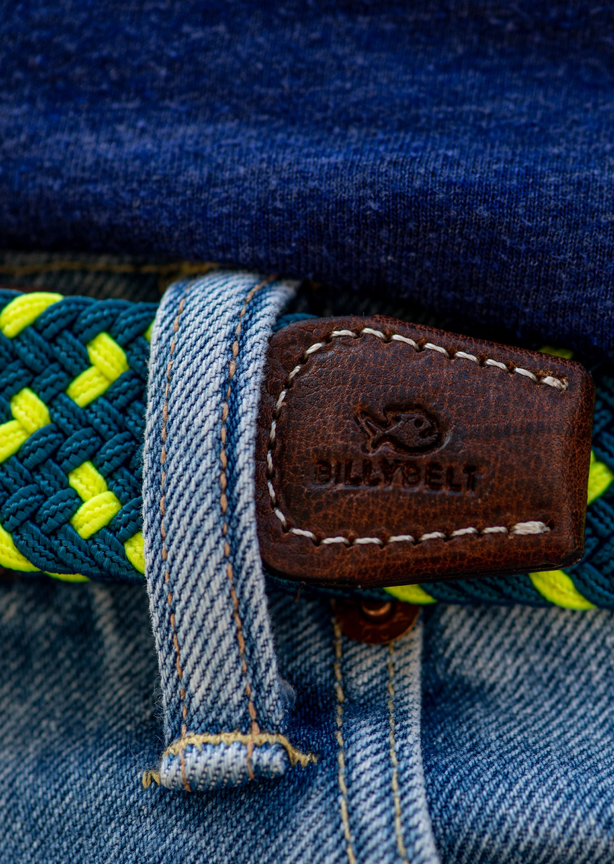 Ceinture tressée élastique multicolore BILLYBELT Vert