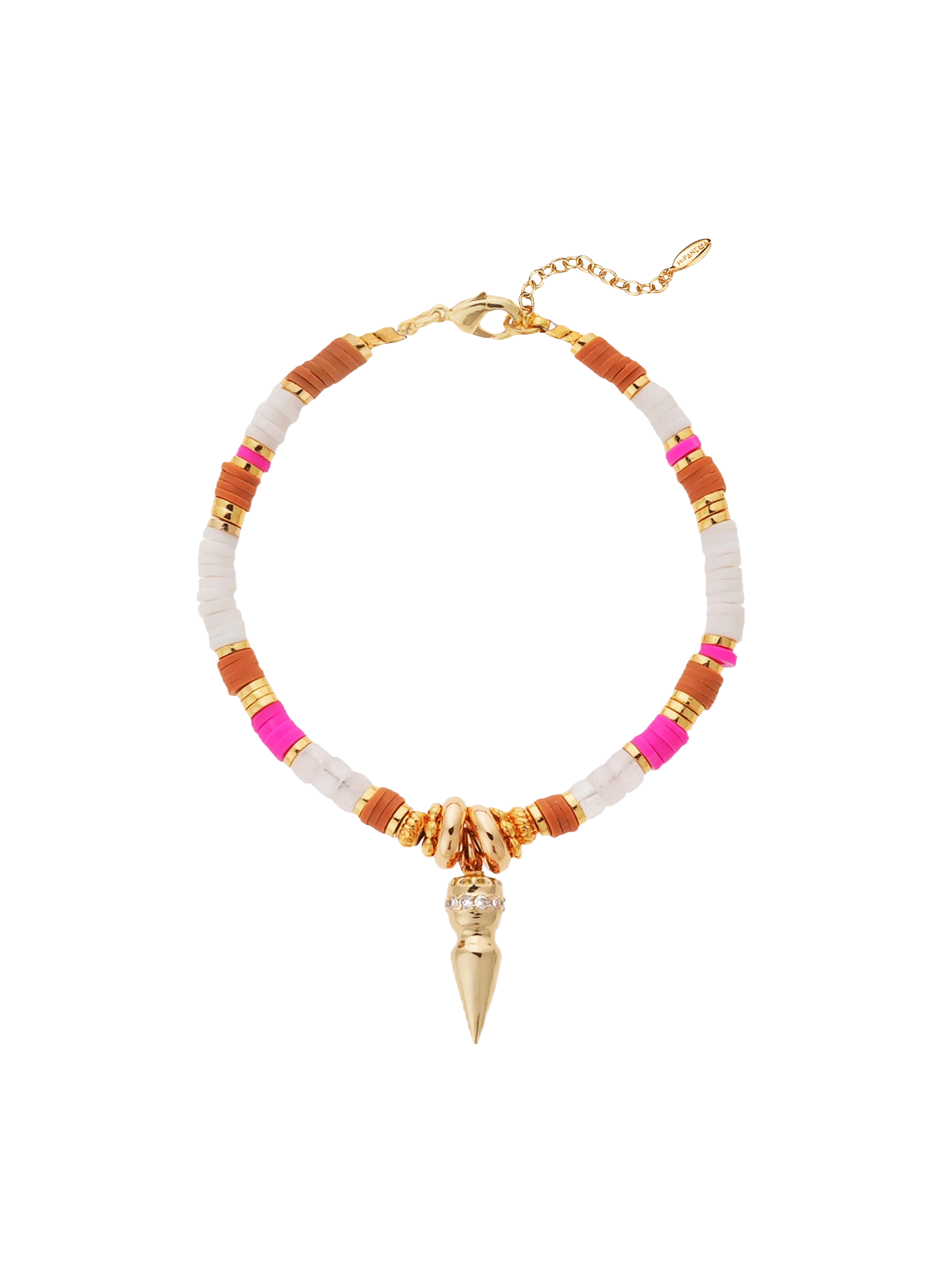 Bracelet avec perles et breloque réglable bangalor HIPANEMA Marron