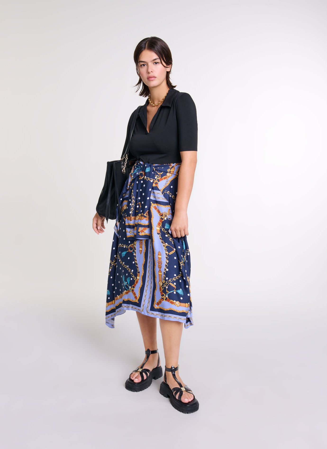 Robe Longue Asymétrique à Col Polo - Maje Femme | Printemps.com