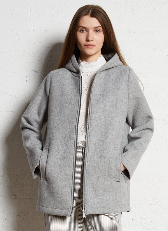 Manteau droit en laine mélangée Gris by IKKS IKKS Manteau droit en laine mélangée Gris