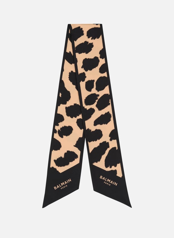 Bandana en soie imprimée léopard Beige by BALMAIN BALMAIN Bandana en soie imprimée léopard Beige