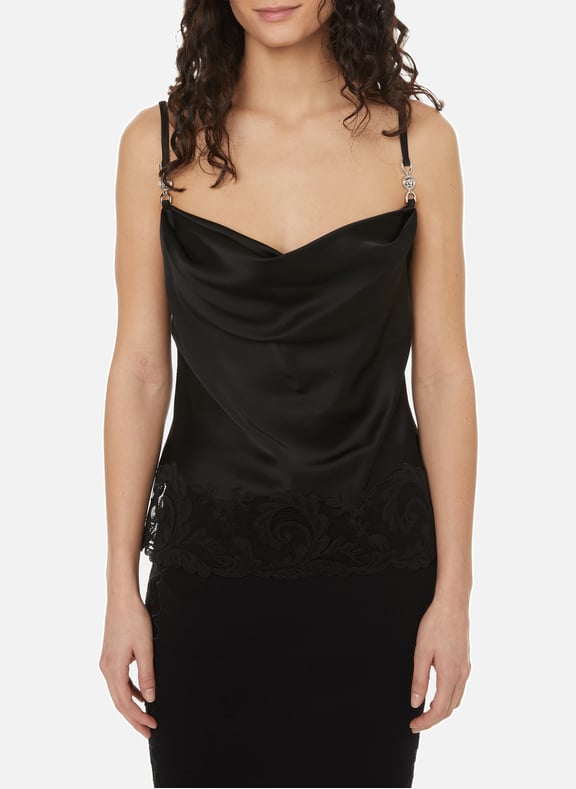 Top effet satiné Noir by VERSACE VERSACE Top effet satiné Noir
