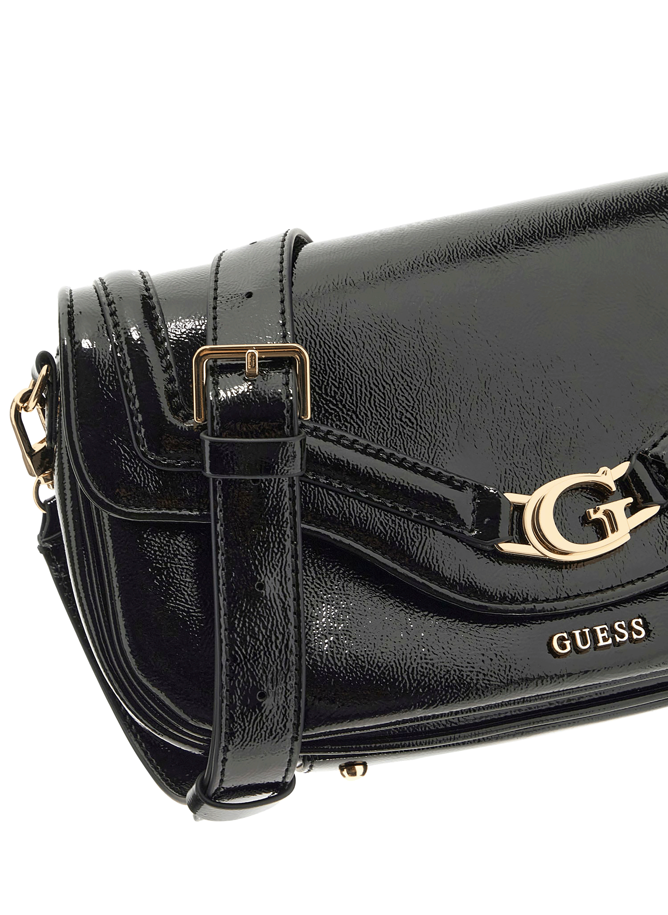 Patent shoulder bag GUESS Black