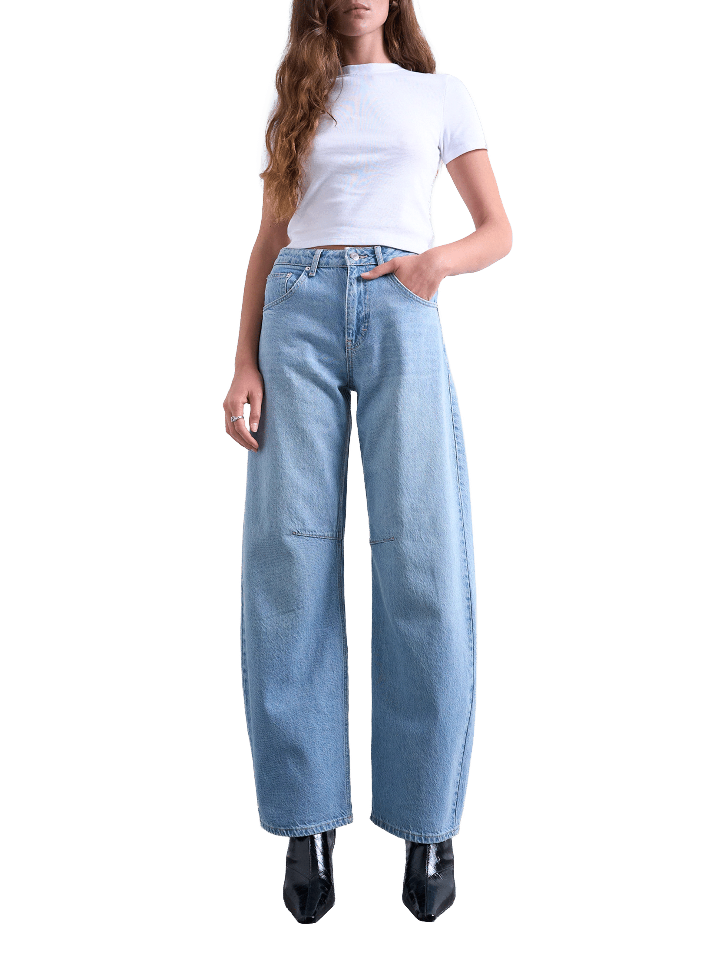 Jean large en coton TOPSHOP Bleu