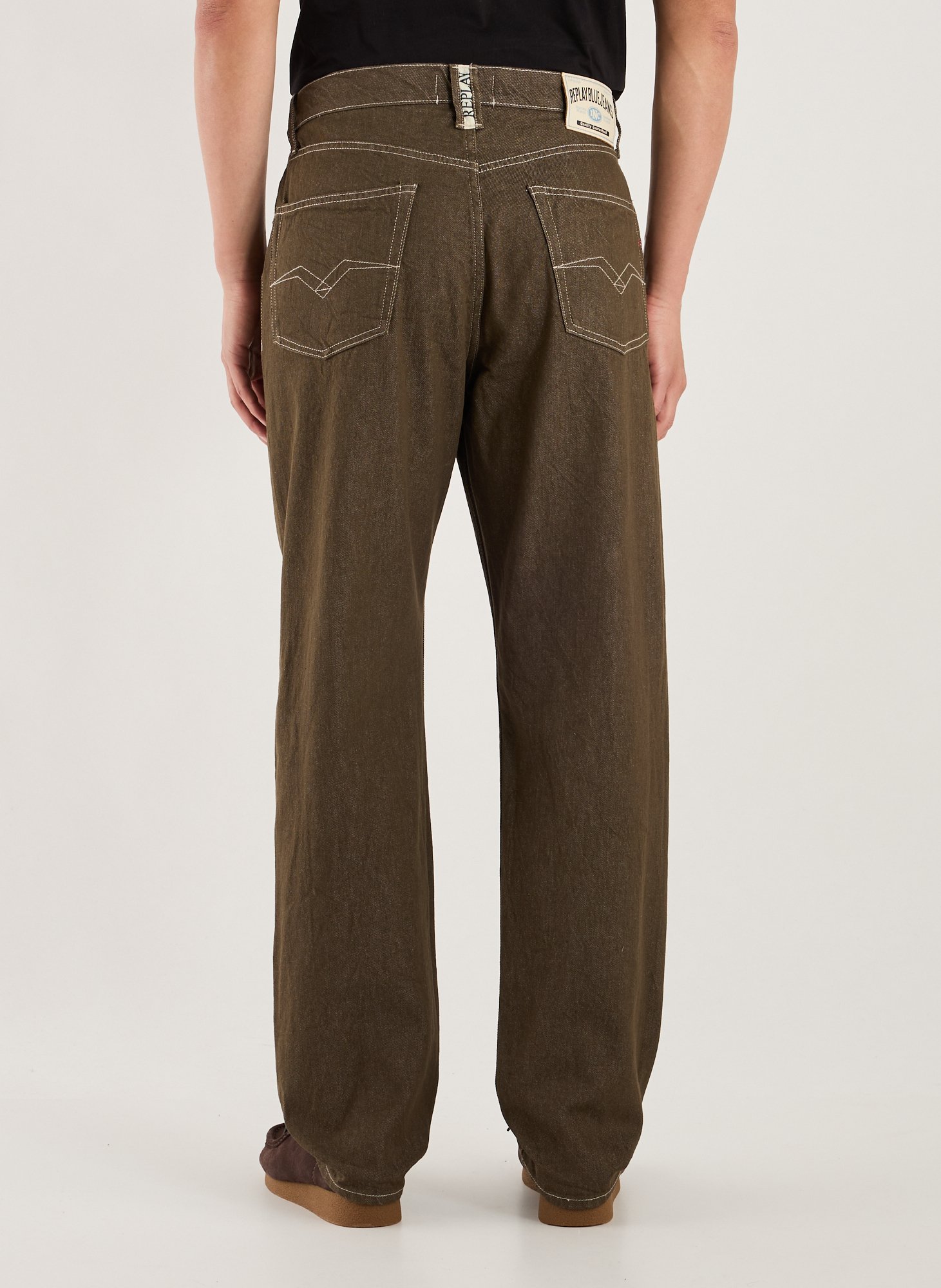 Jeans droit en coton REPLAY Marron