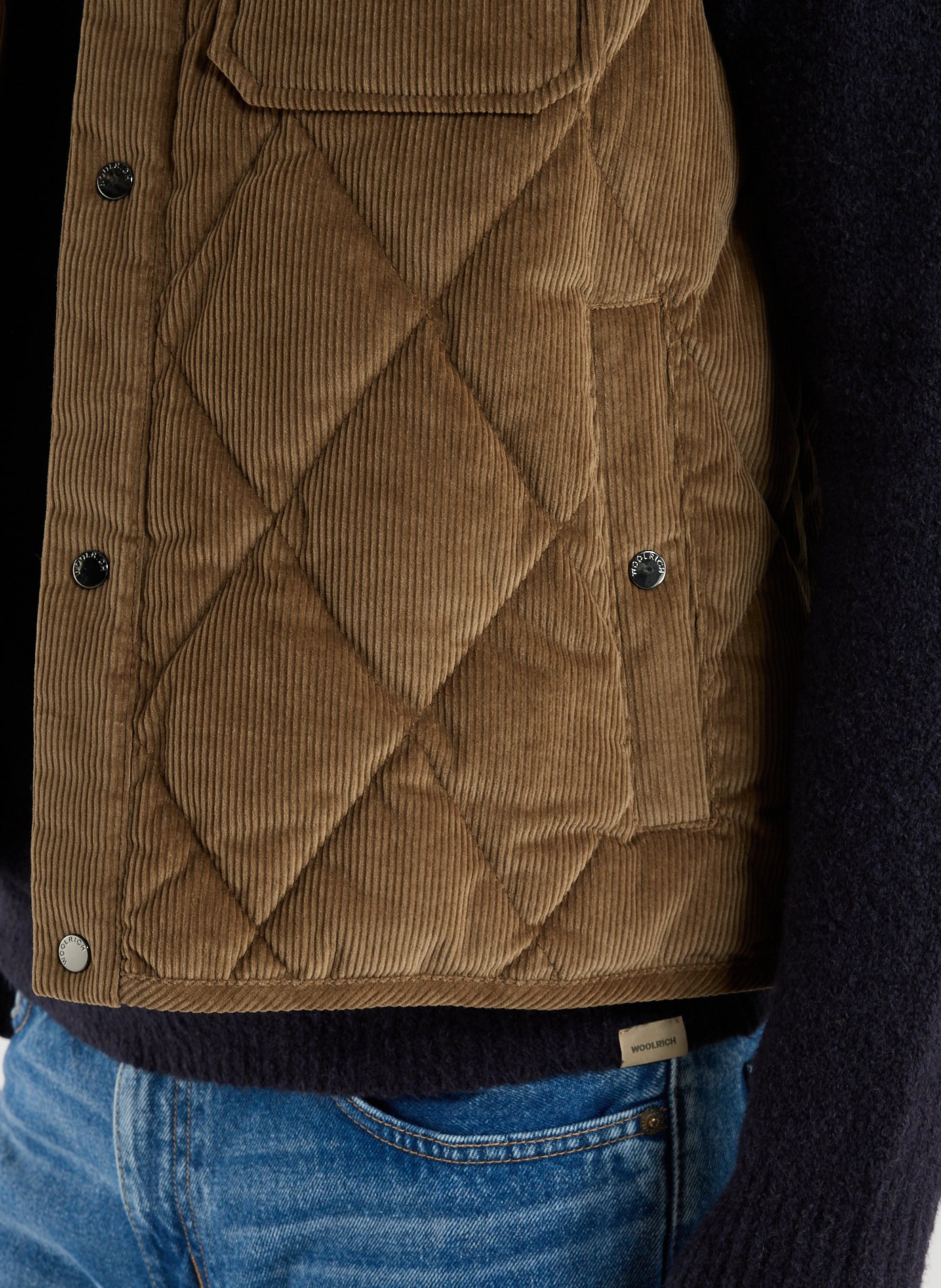 Sleeveless round neck cotton jacket WOOLRICH Brown