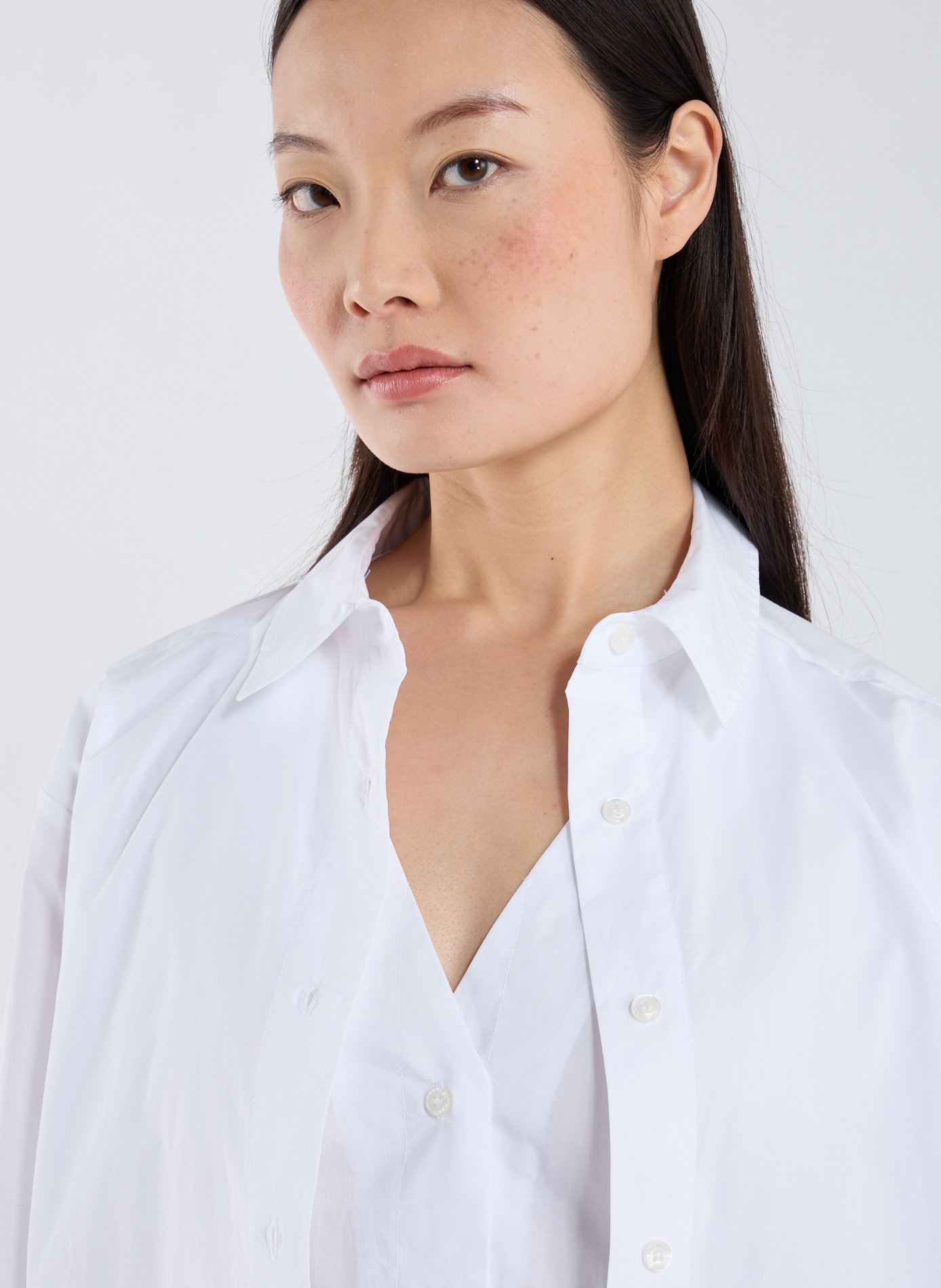 Oversized cotton long-sleeve shirt SAMSOE SAMSOE White