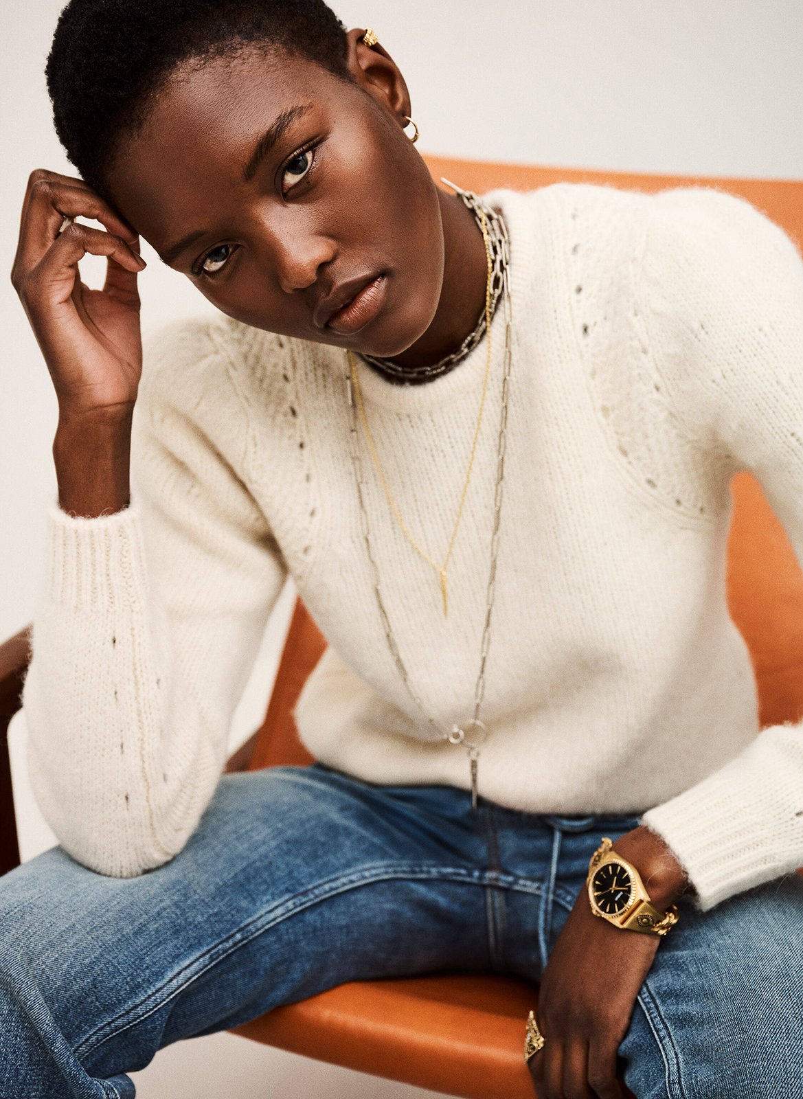 Pull court droit en laine mélangée belma BA&SH Beige