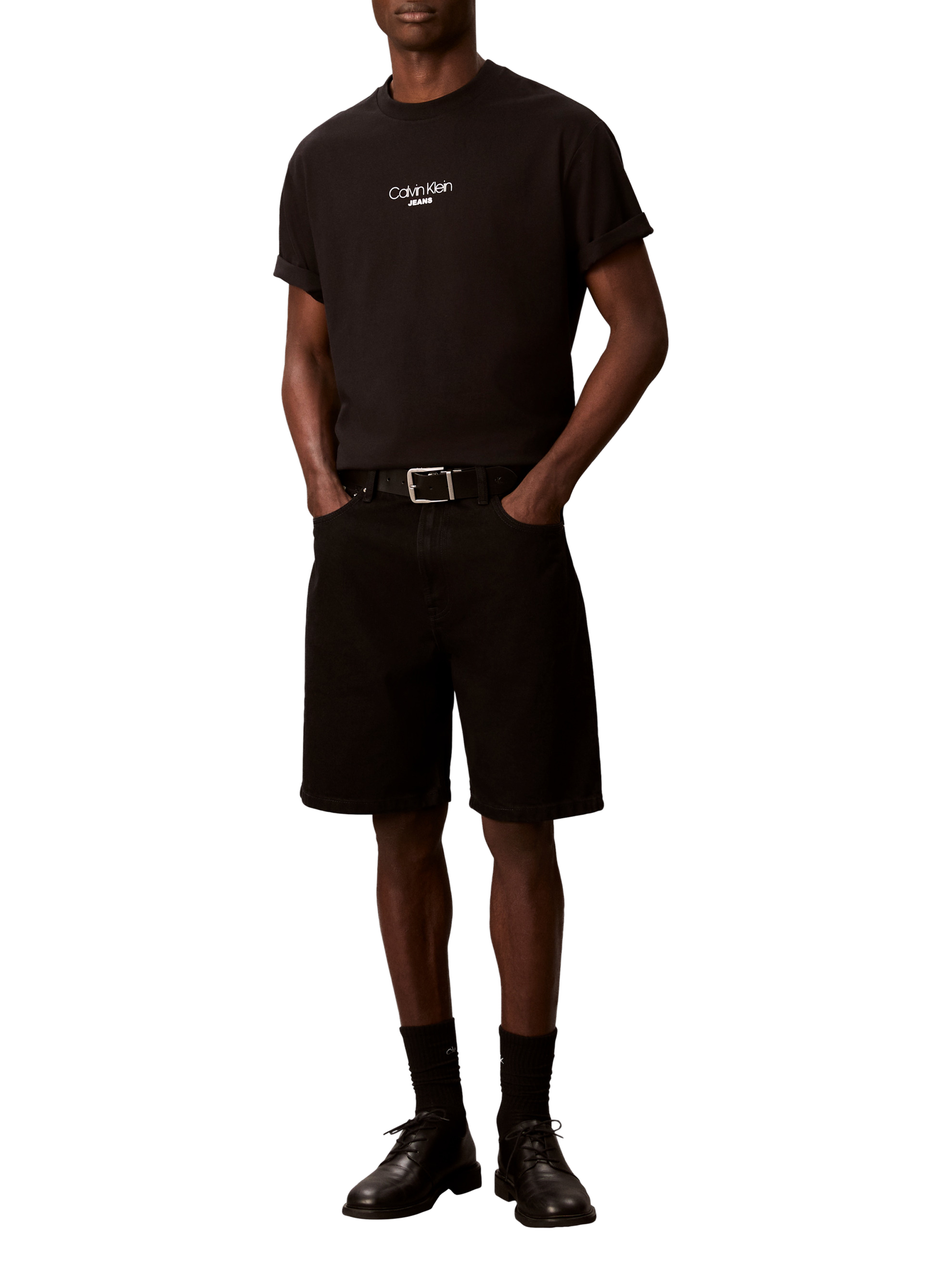 CALVIN KLEIN Straight logo cotton t-shirt Black