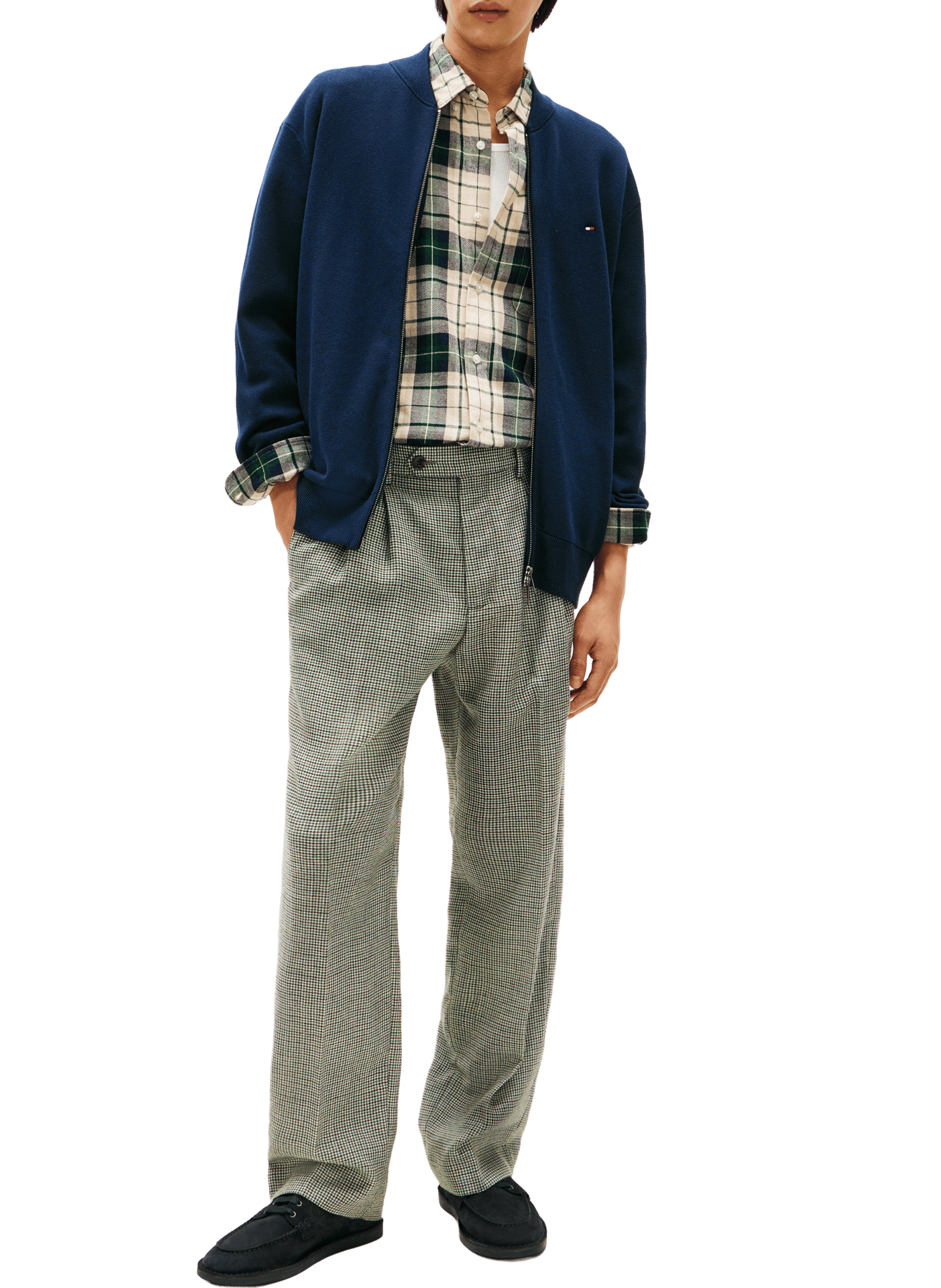 Gilet col montant zipé en coton mélangé TOMMY HILFIGER Bleu