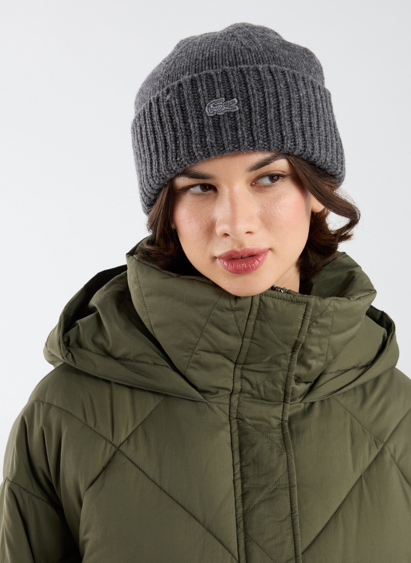 Bonnet en laine LACOSTE Gris