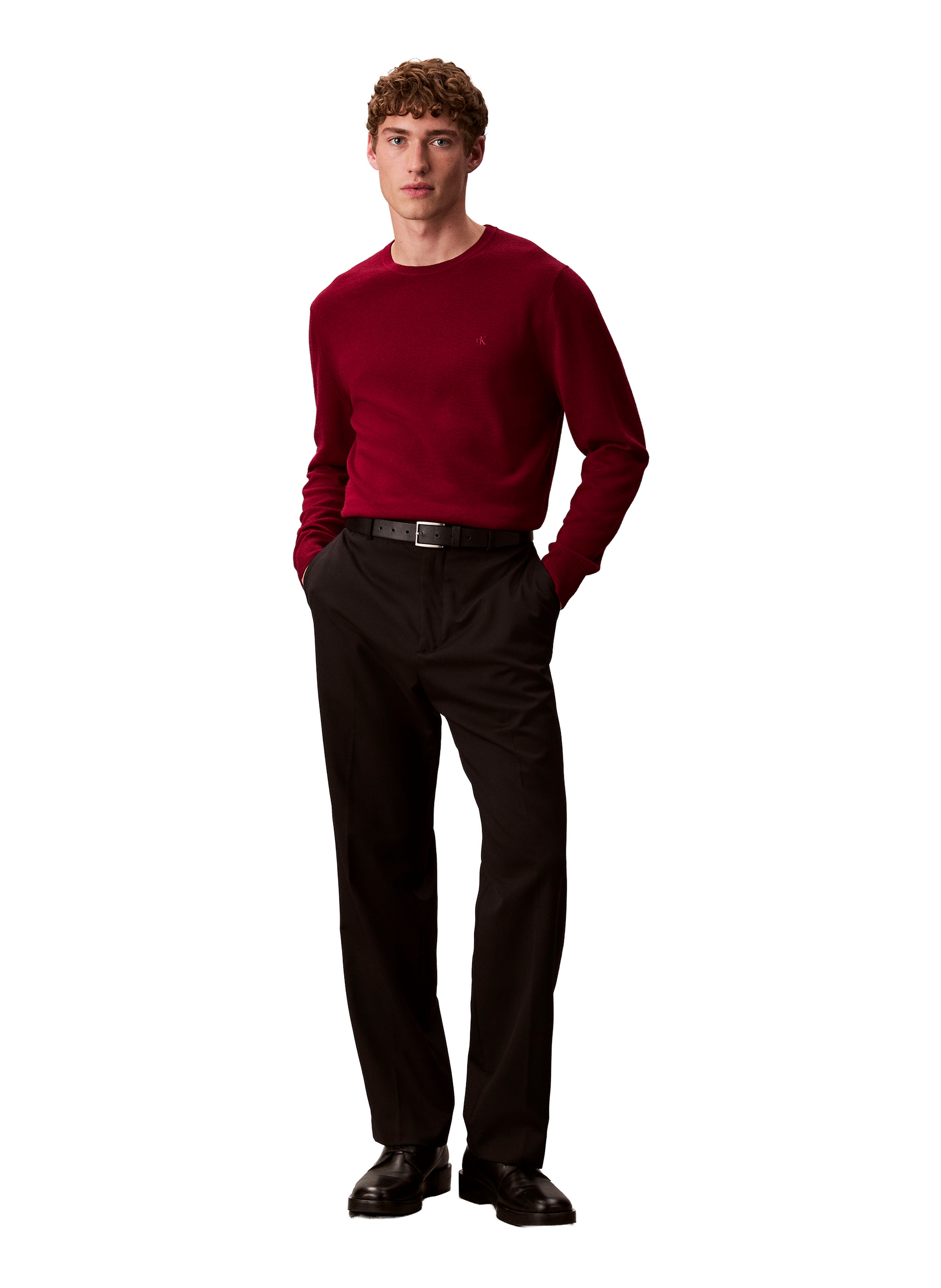 Pull en laine mérinos CALVIN KLEIN Rouge