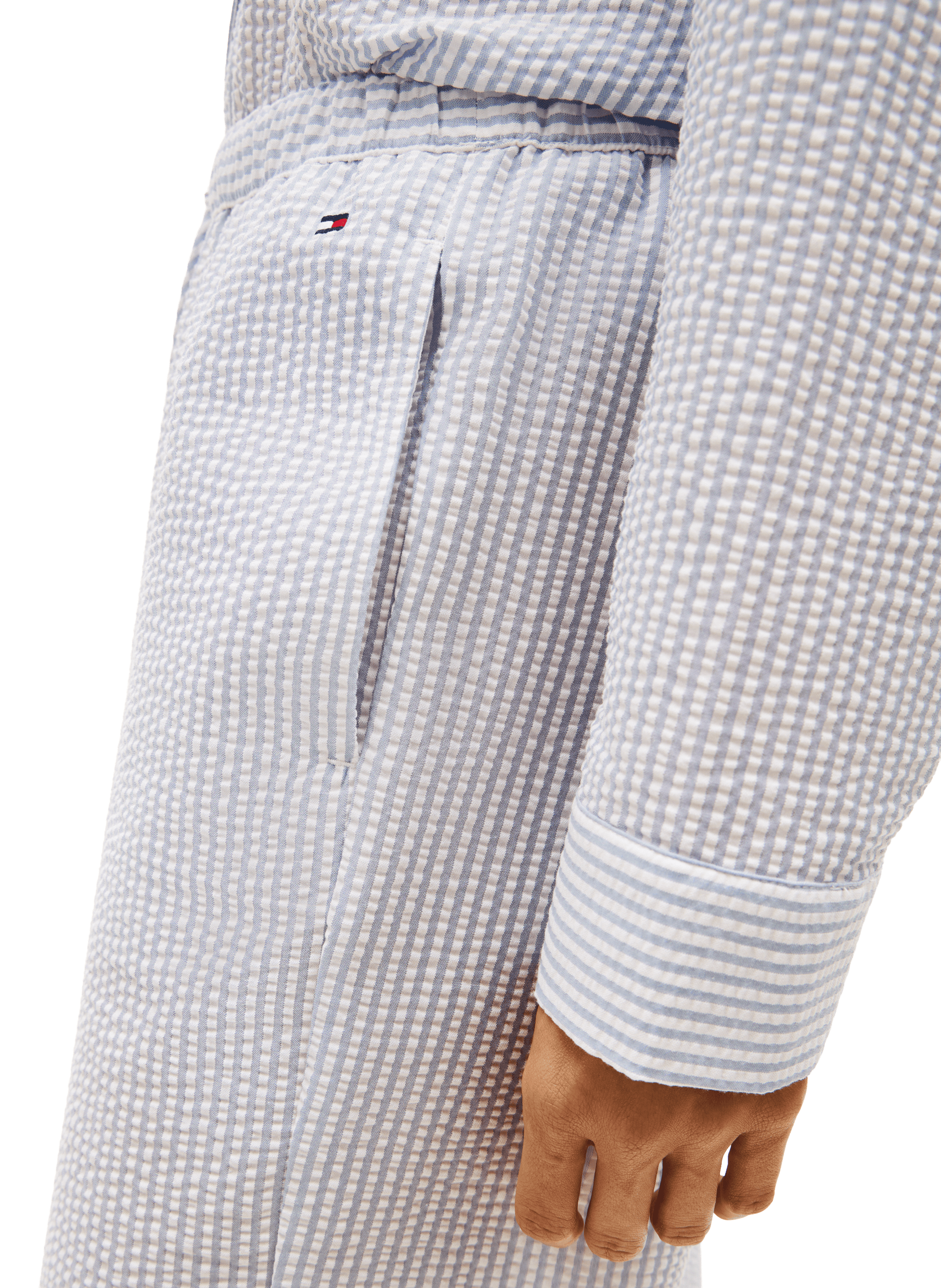 Pantalon de pyjama droit en maille gaufrée TOMMY HILFIGER Bleu