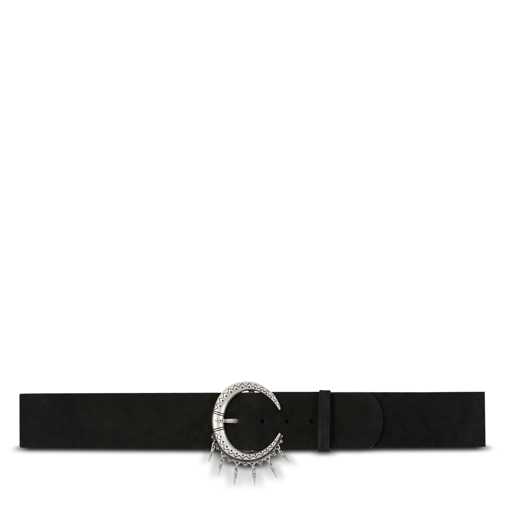 Ceinture à boucle fantaisie en cuir velours bruna BA&SH Noir