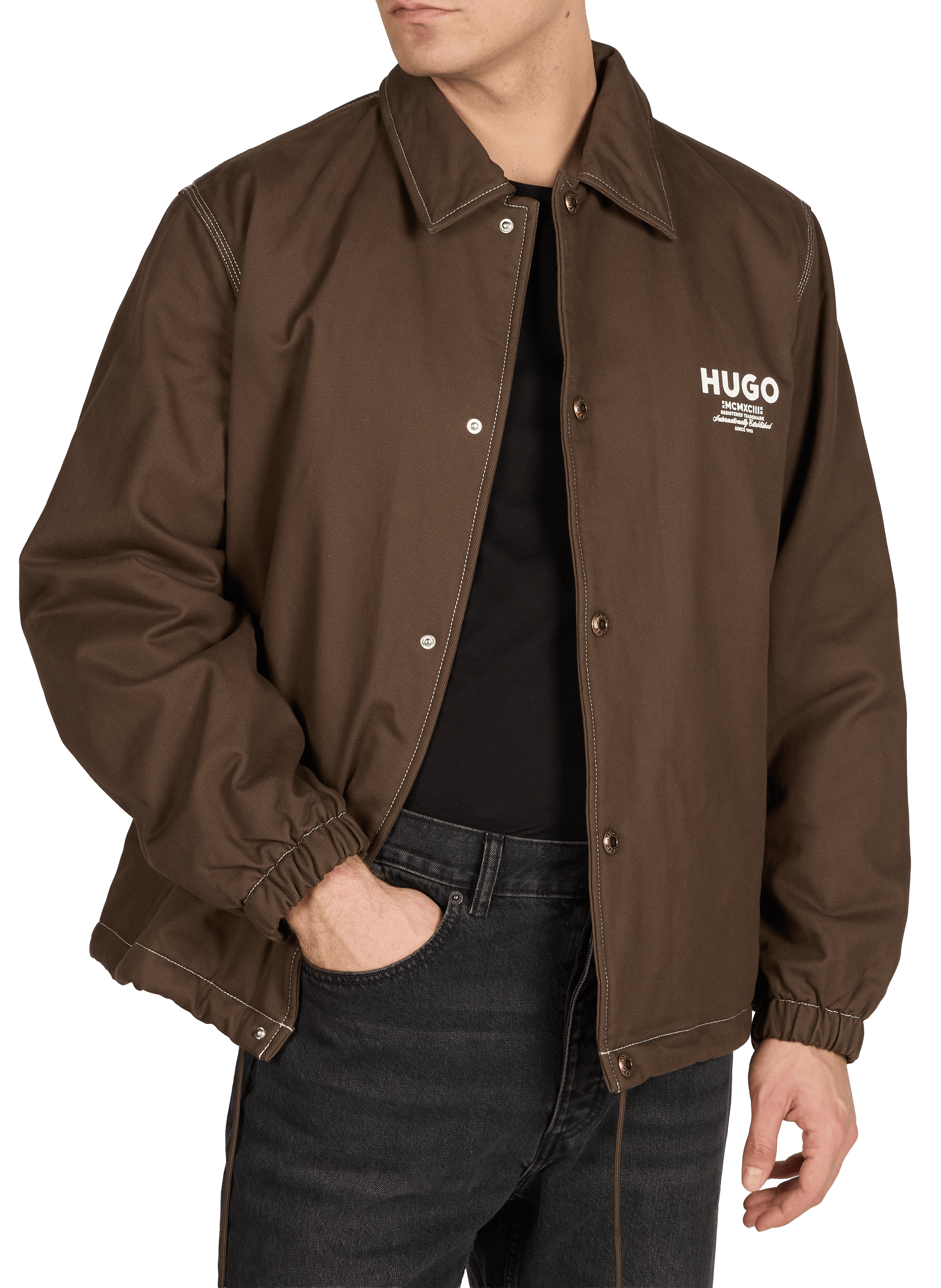 Veste ample à col classique en coton HUGO BLUE Marron