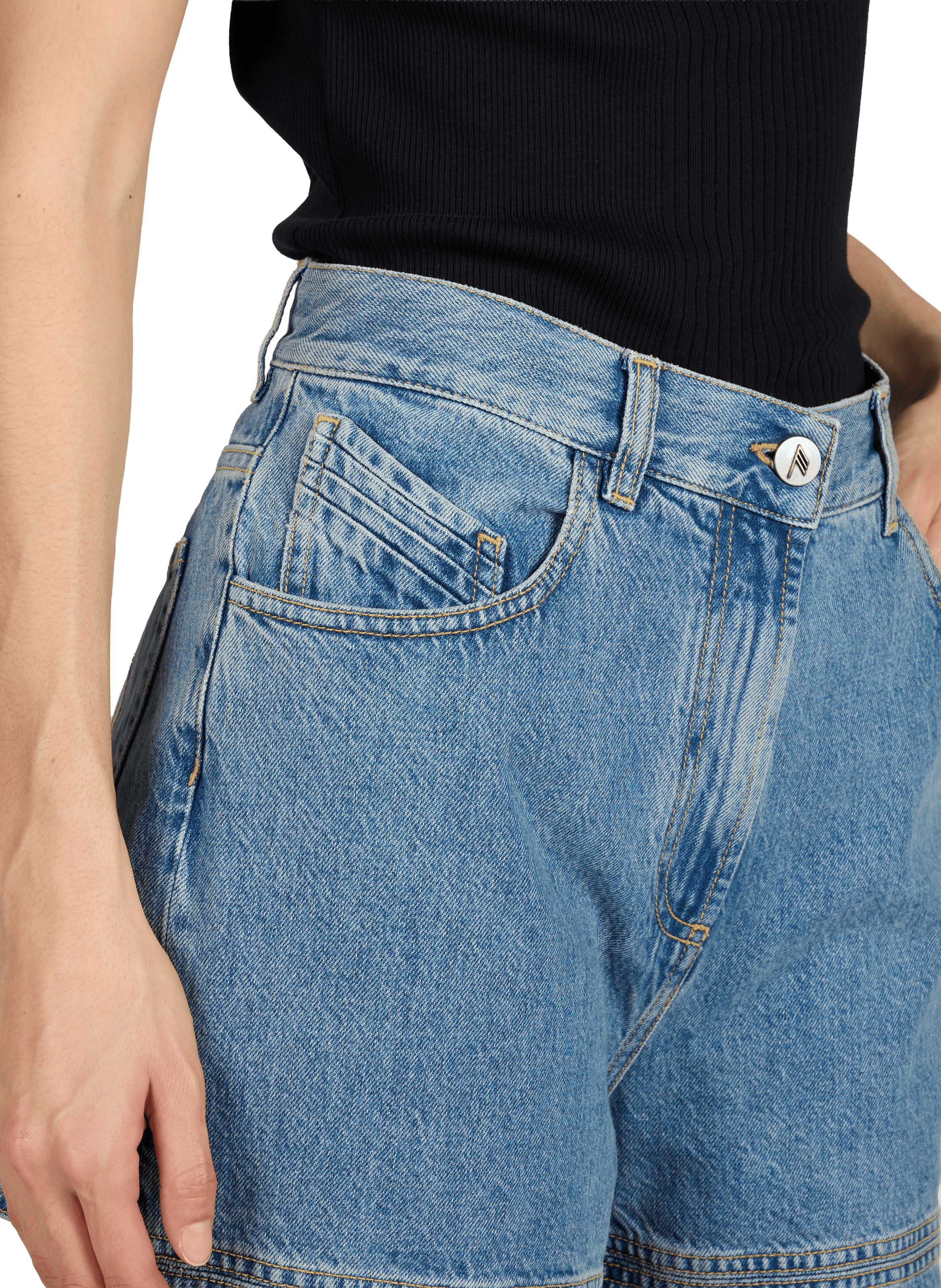 Wide and straight leg jeans with back cutouts in cotton THE ATTICO Blue