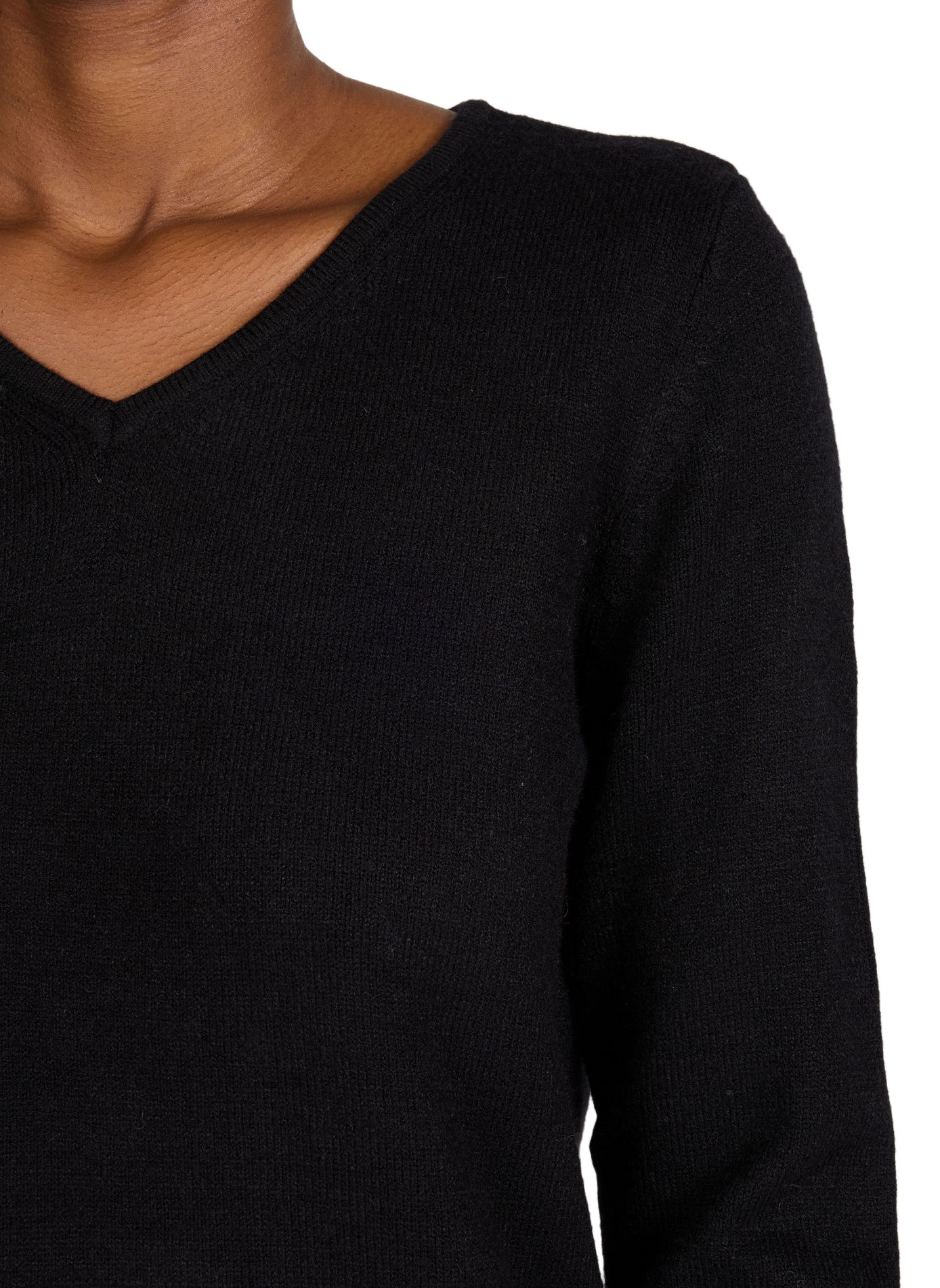 Ribbed V-neck sweater VILA Black