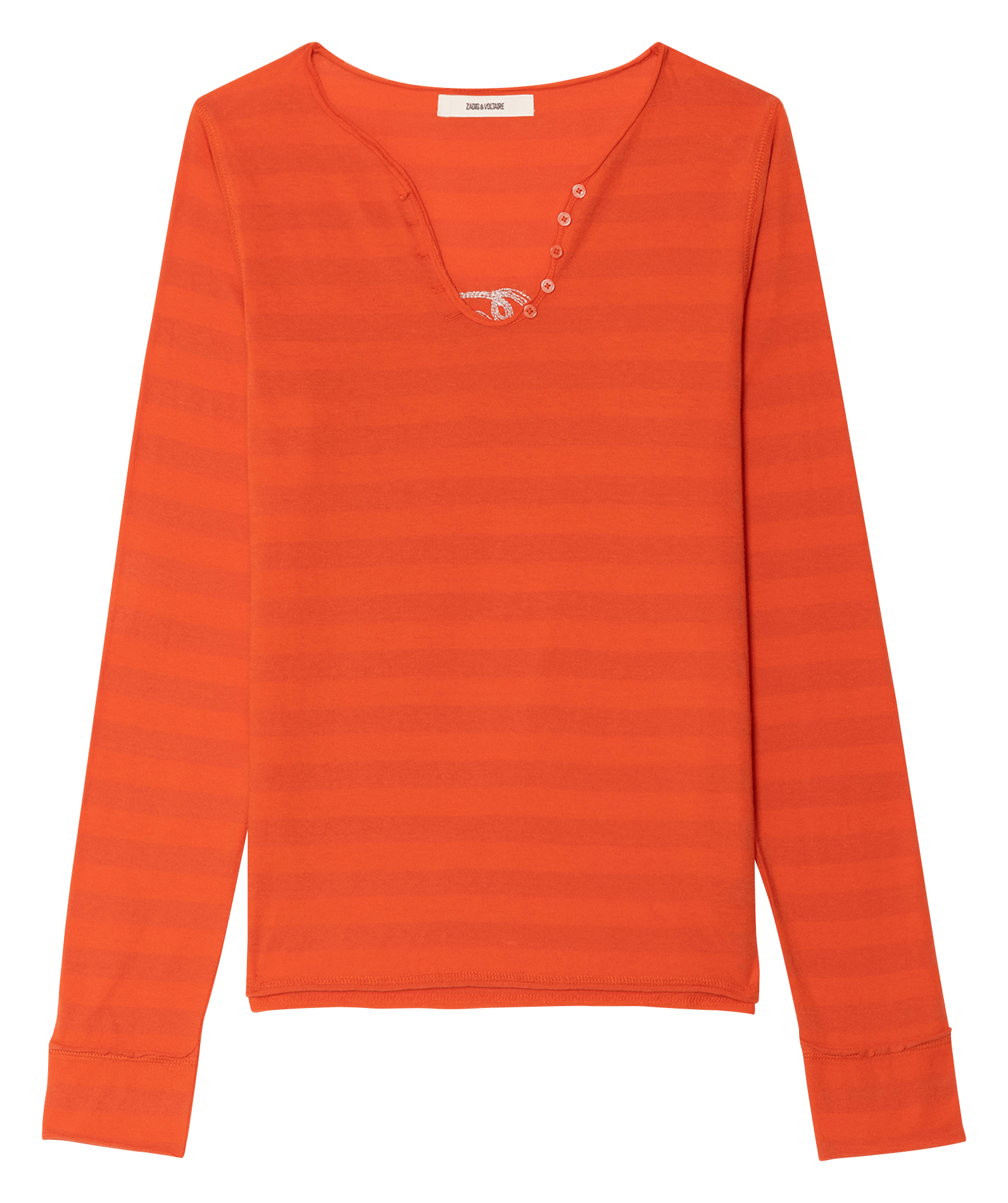 Tee-shirt droit col tunisien en coton tunisien ZADIG&VOLTAIRE Orange
